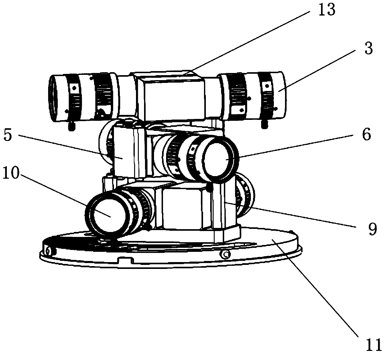 Staggered stacking type all-round camera device