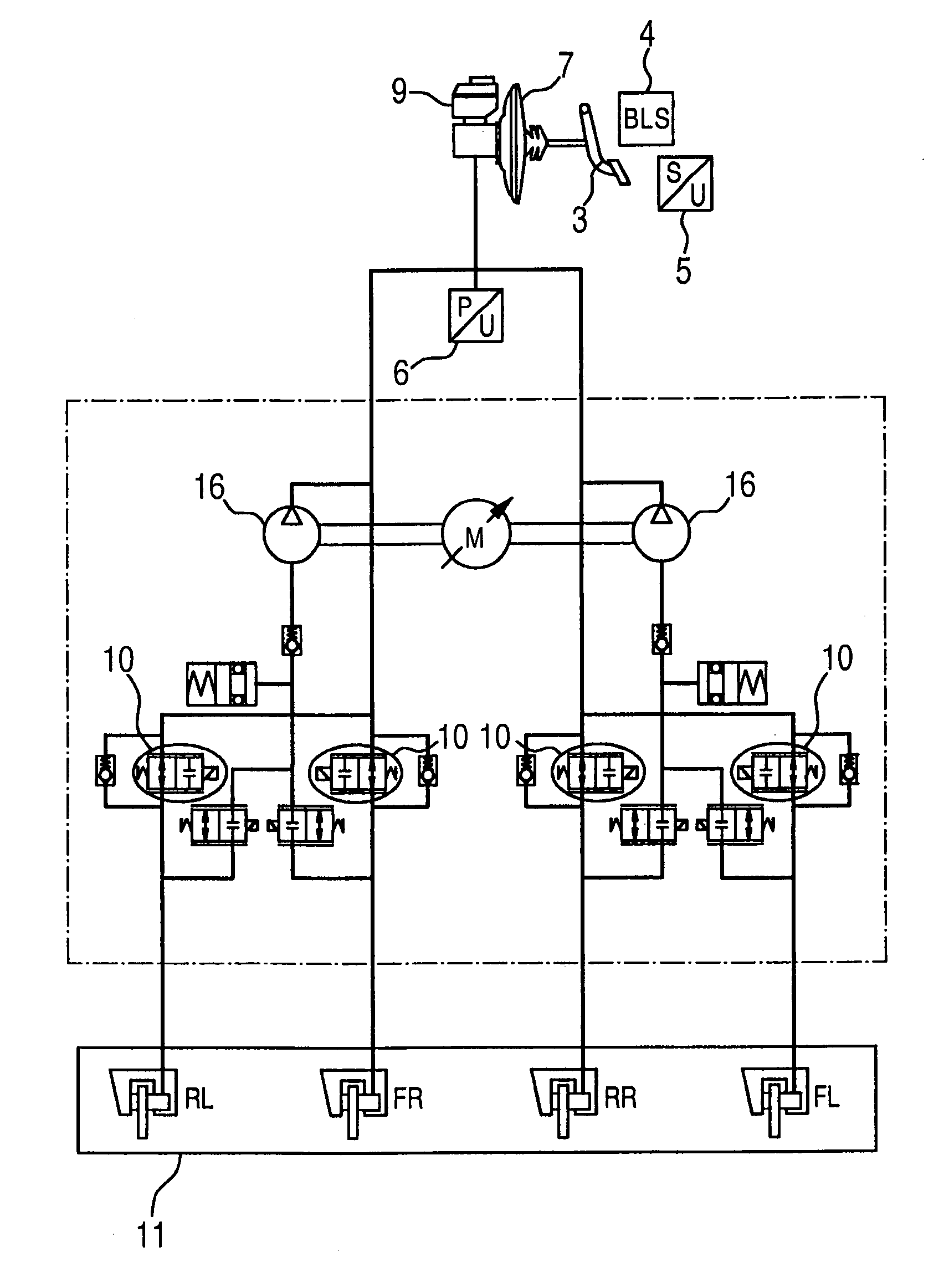 Recovery of energy in a hybrid vehicle having a hydraulic or pneumatic braking system