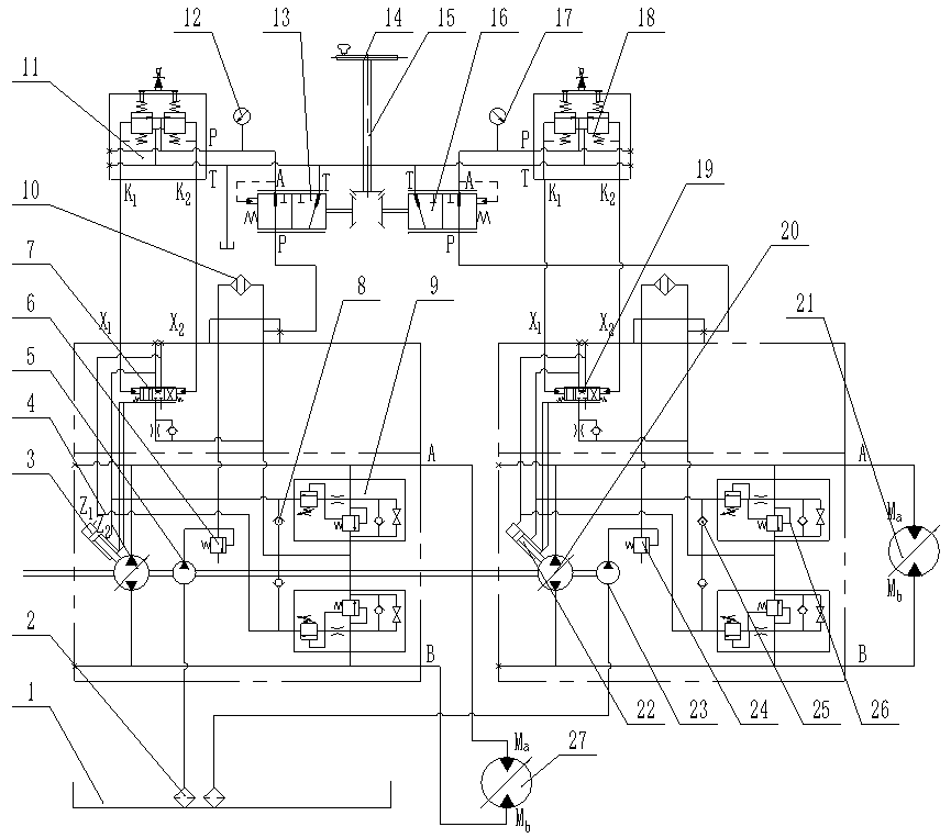 Coal mine underground integral hydrostatic driving vehicle steering wheel steering device and control system