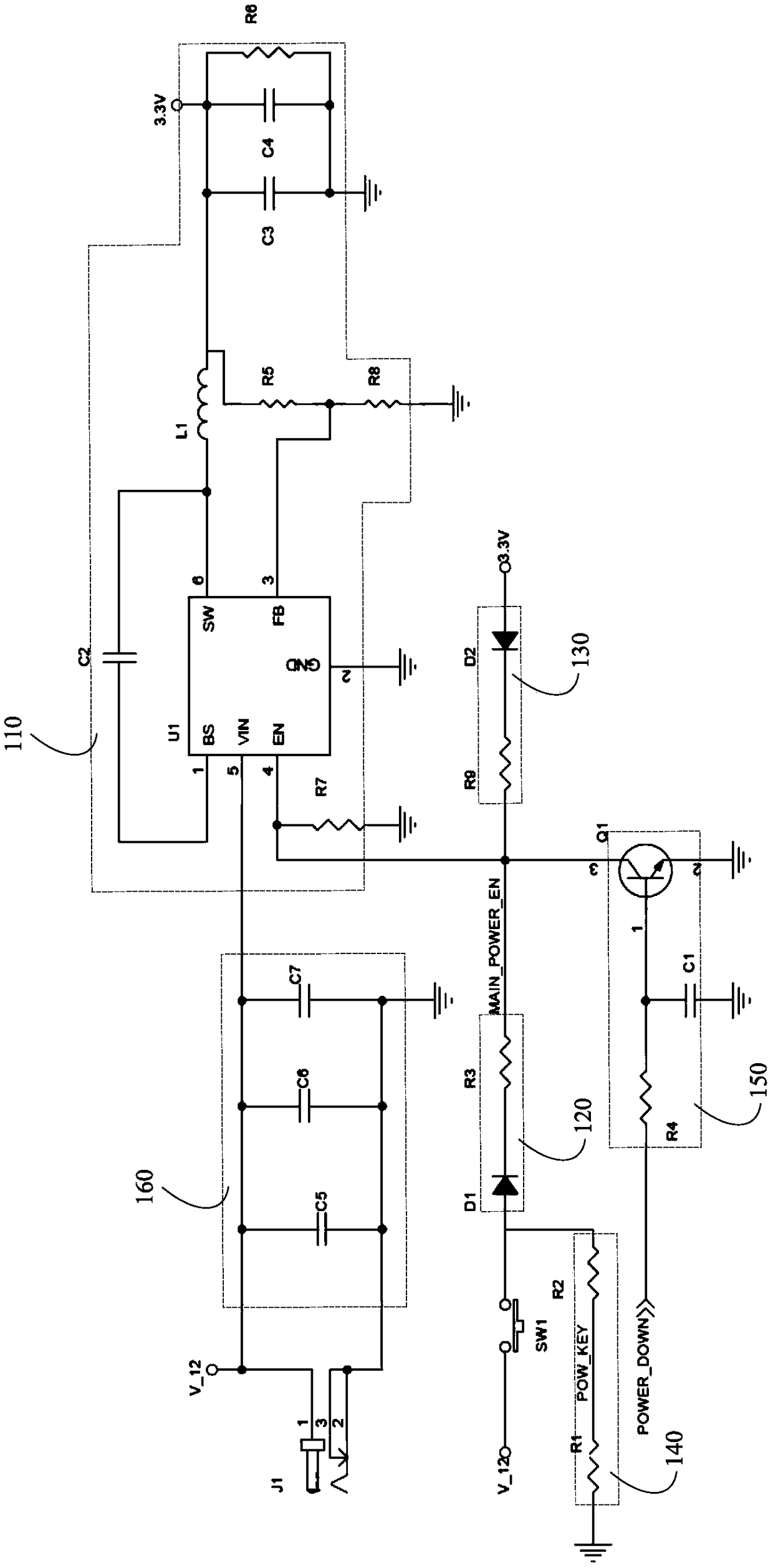 Controller power-on control circuit and control device