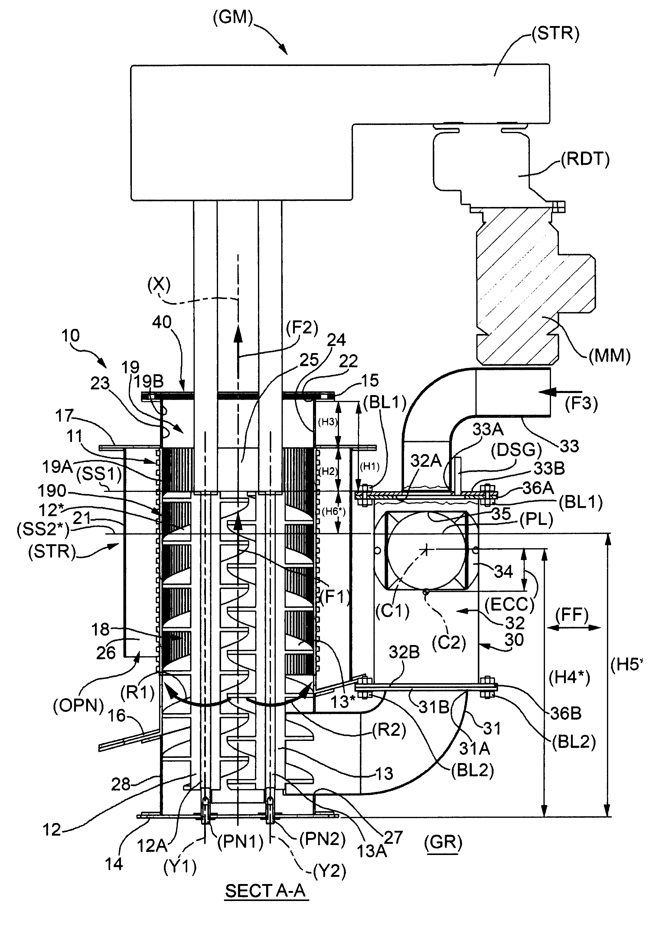 Archimedes screw separation plant for treating slurry