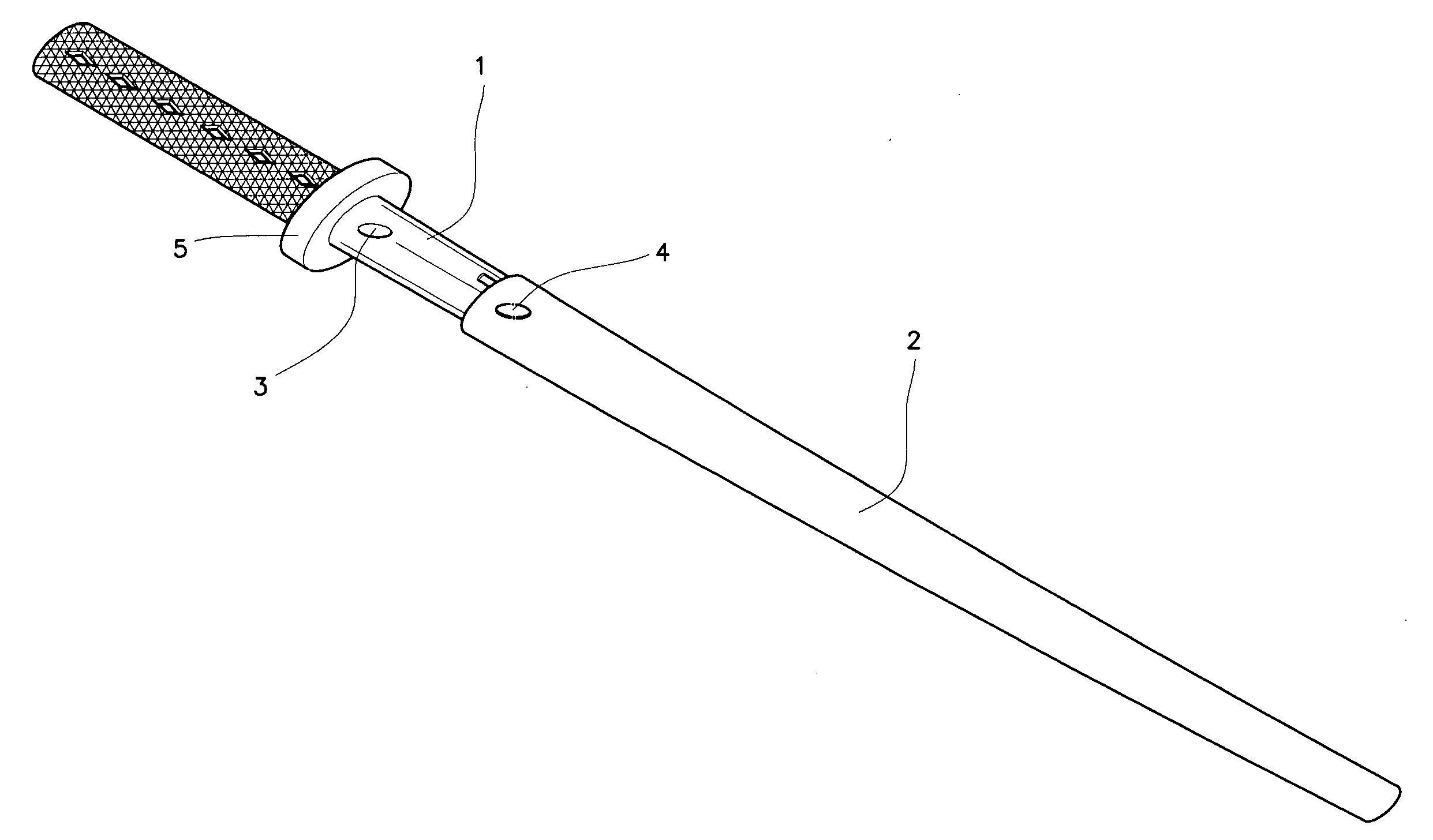Structure for fastening sword blade to scabbard