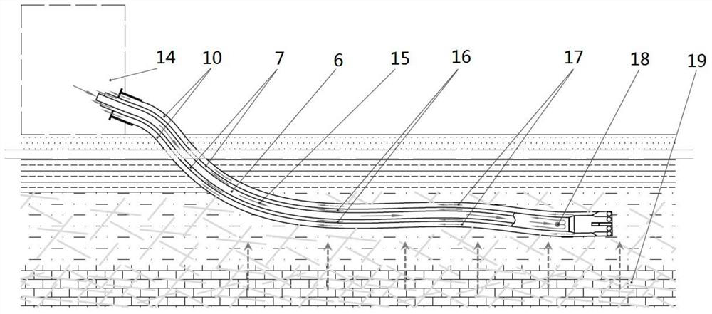A directional drilling tool and drilling method for preventing and controlling water holes under high water pressure jacking water in coal mines