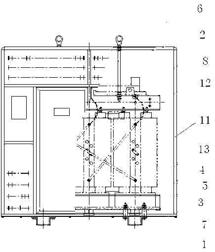 Dry-type transformer housing fixing structure