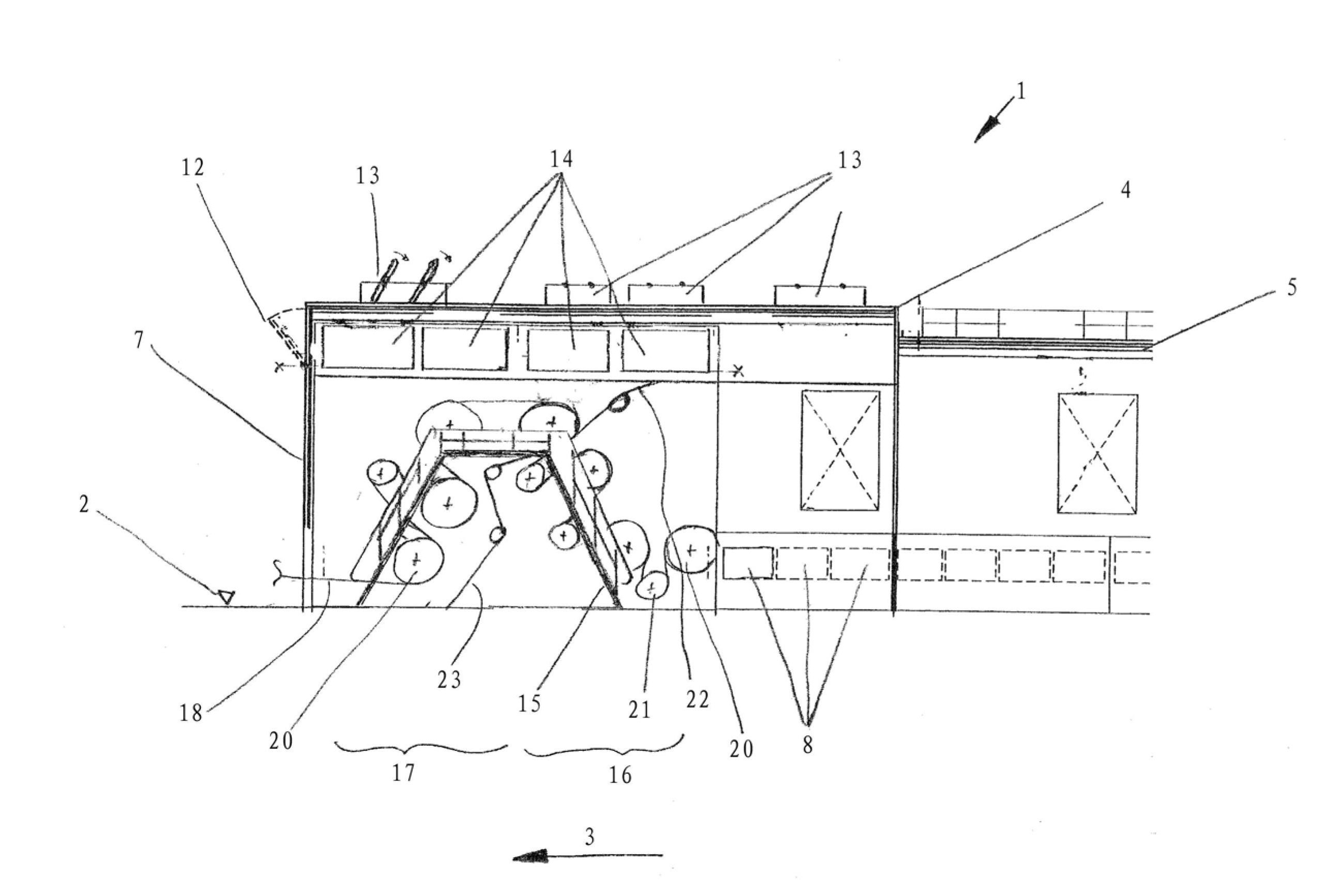 Device for producing a material web