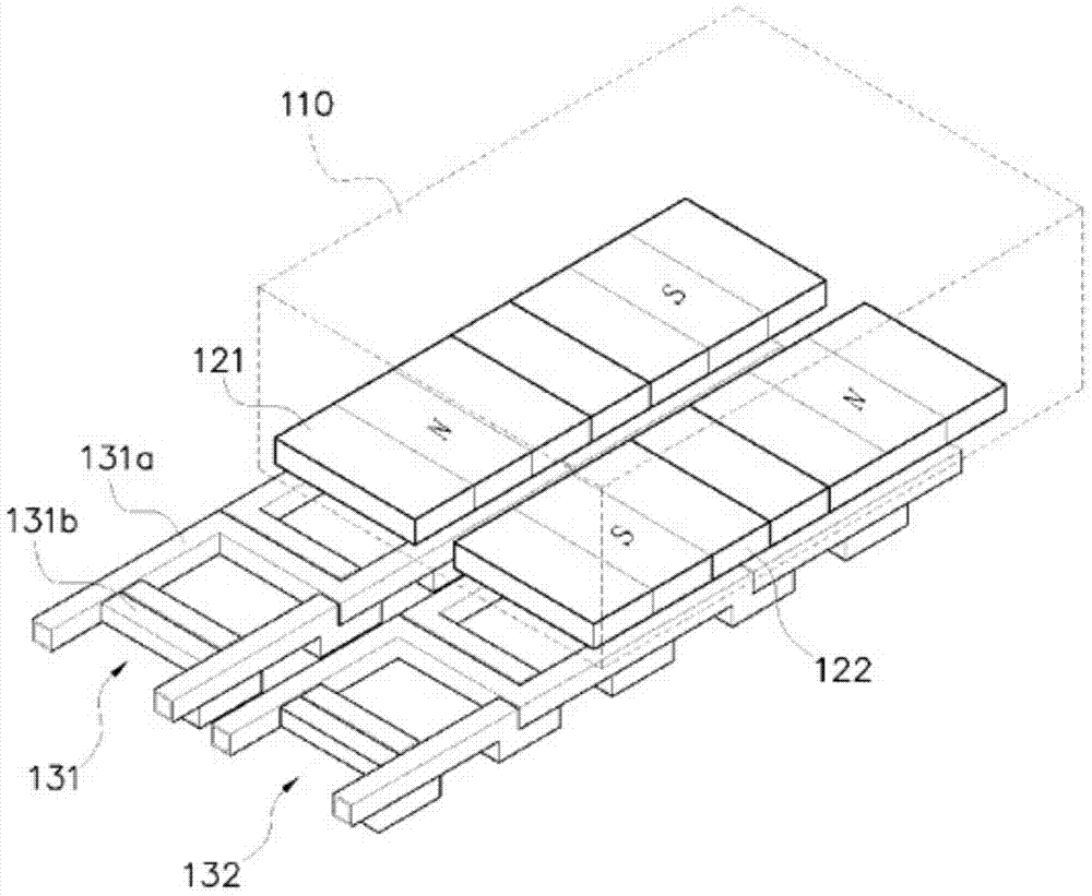 Two-phase two-row linear pulse motor propulsion system