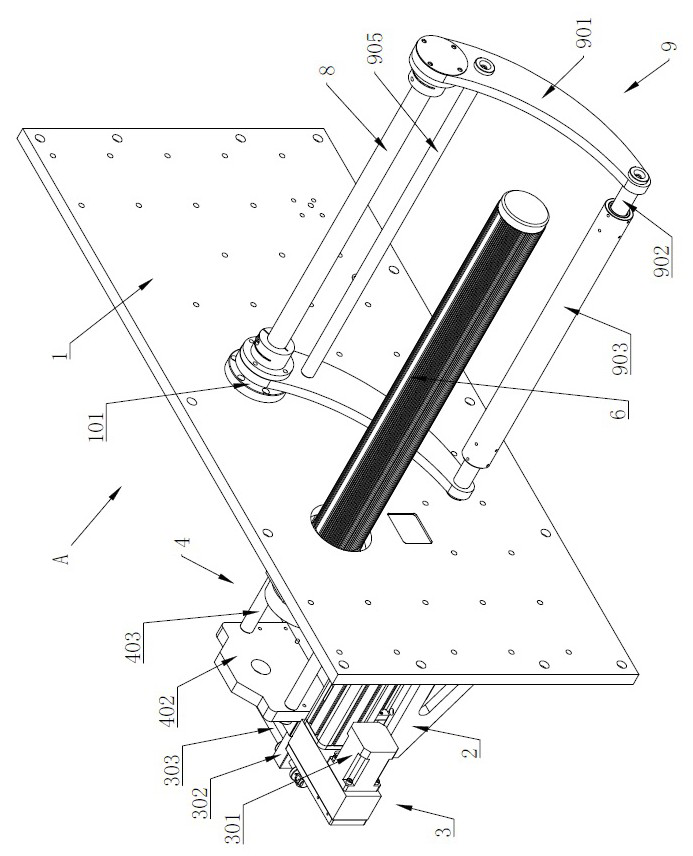 Online deviation rectifying and material pressing assembly for material roll unwinding