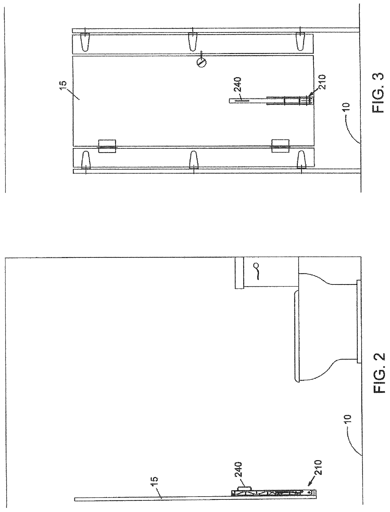 Lavatory enclosure-to-toilet device with replaceable cartridge for hygienic support of lowered slacks