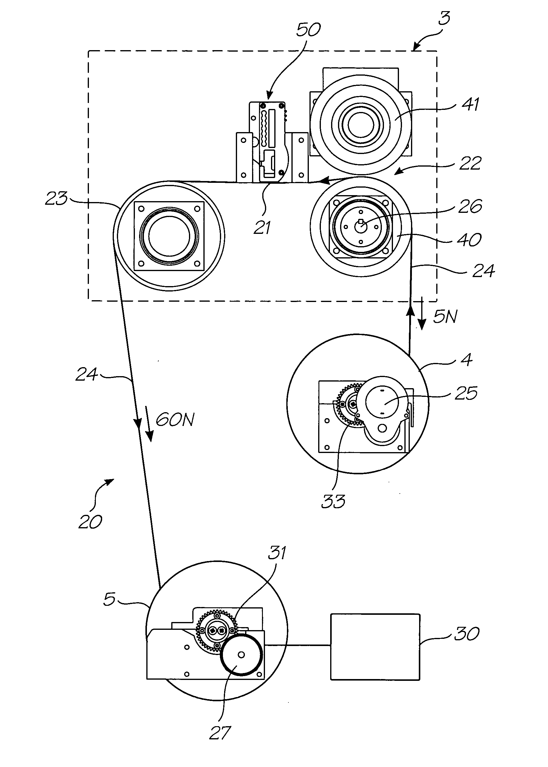 Feed mechanism for maintaining constant web tension in a wide format printer