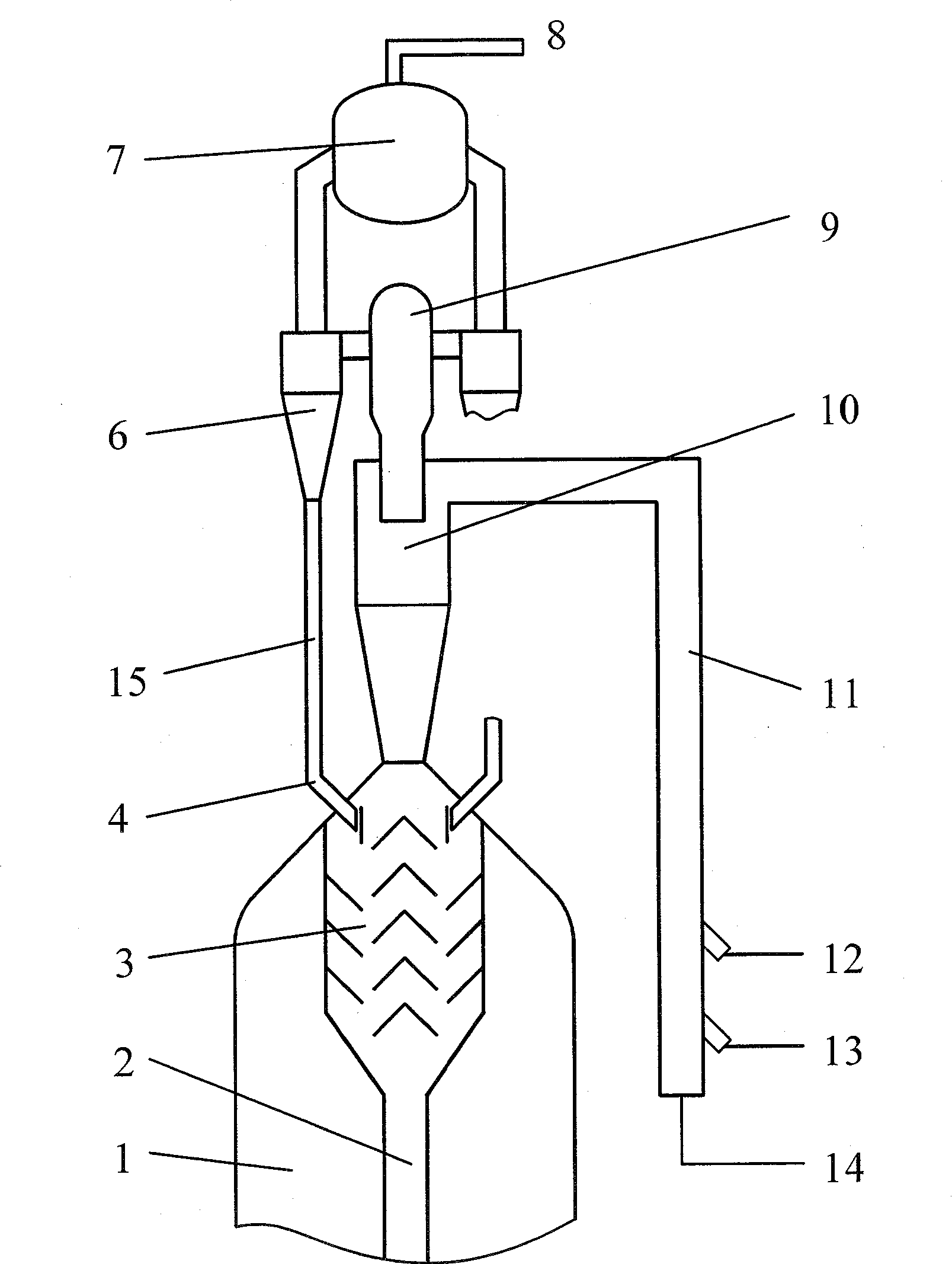 Catalytic cracker without settler