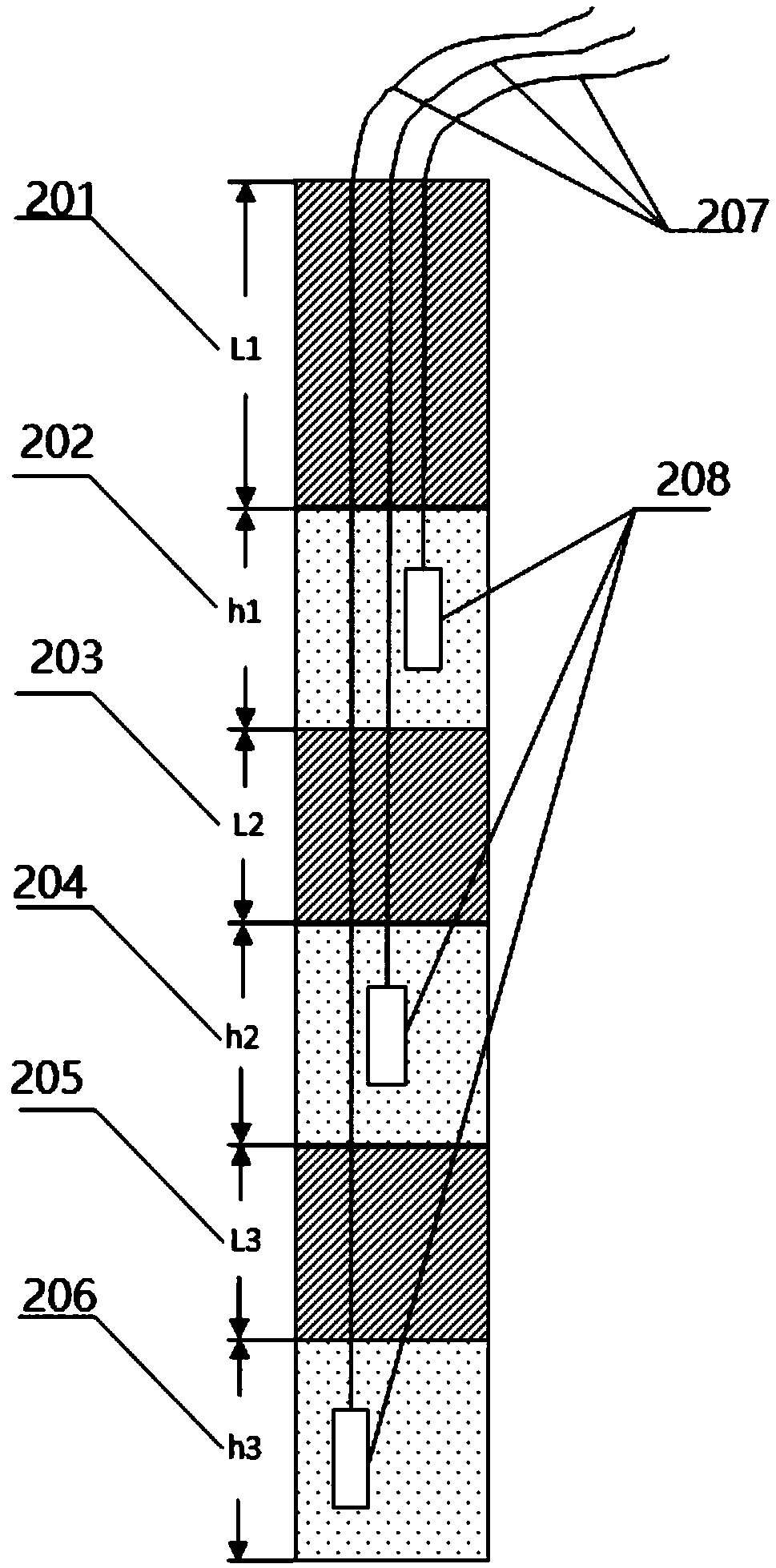 Segmented blasting method and device for medium-depth holes