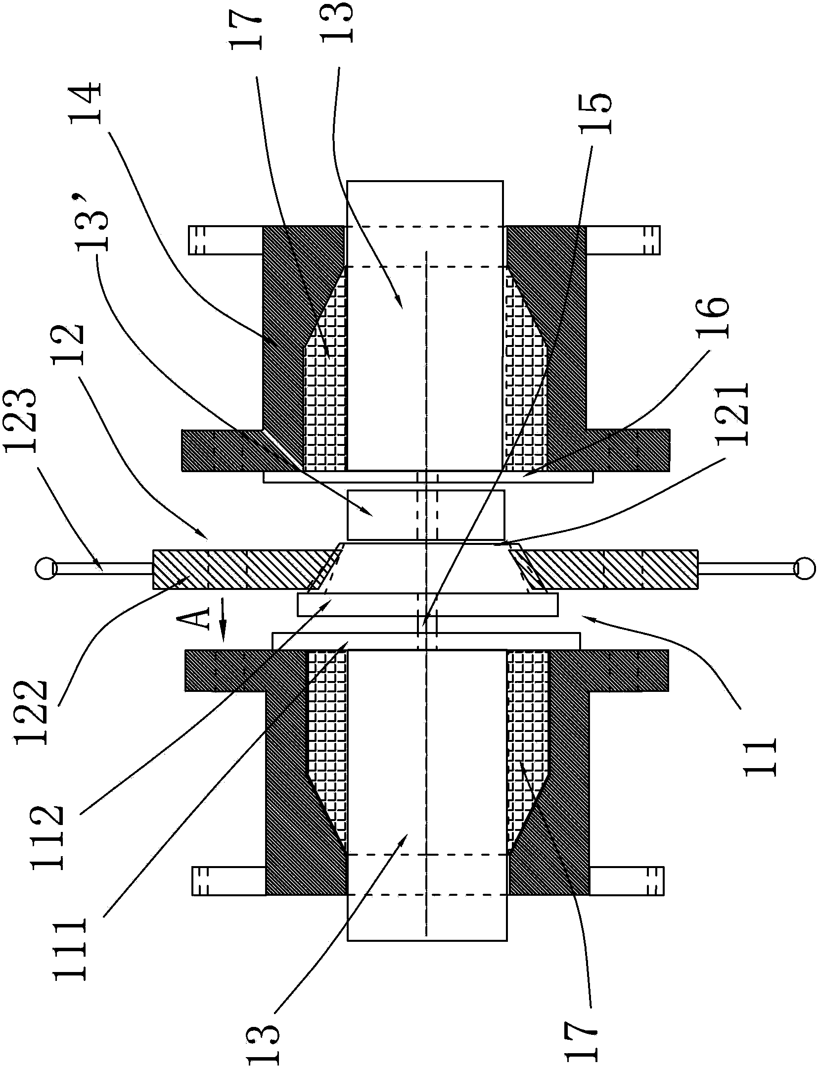 Device and method for testing diffusion performance of oil-gas components in pore medium