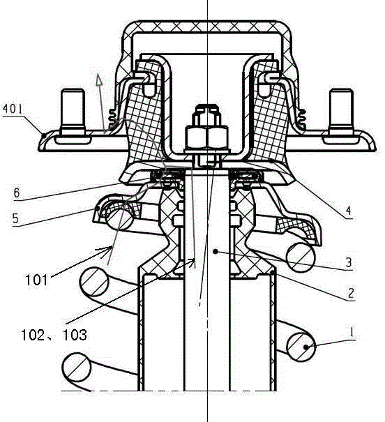 Separation buffering type shock absorber strut and automobile