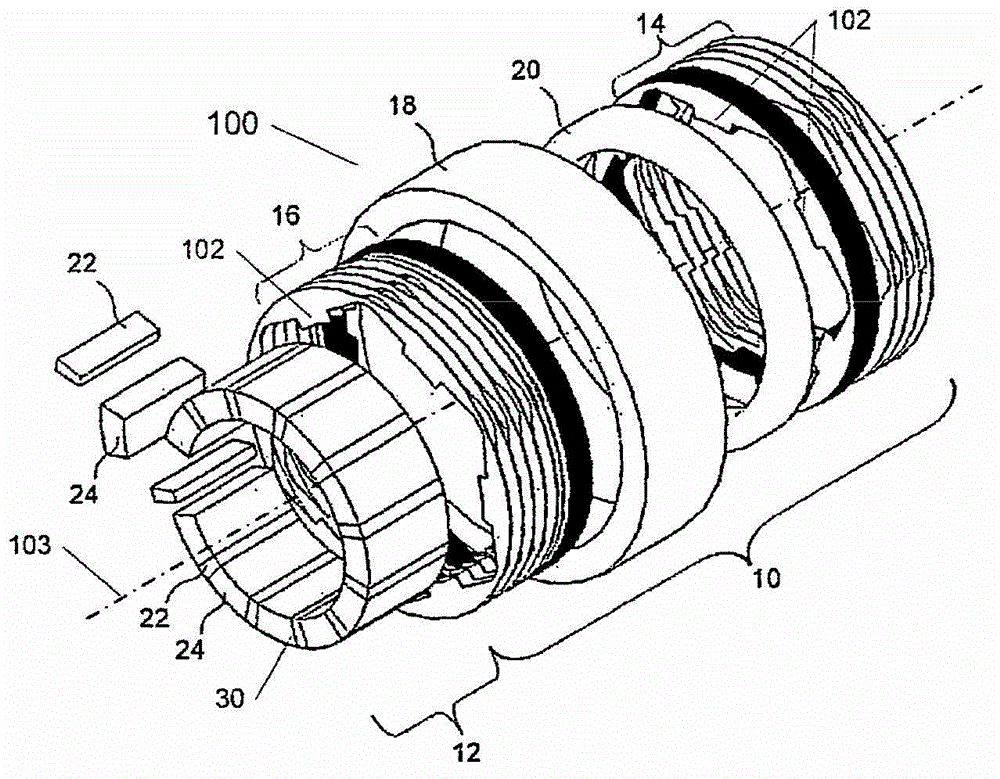 Rotor for modulated pole machine