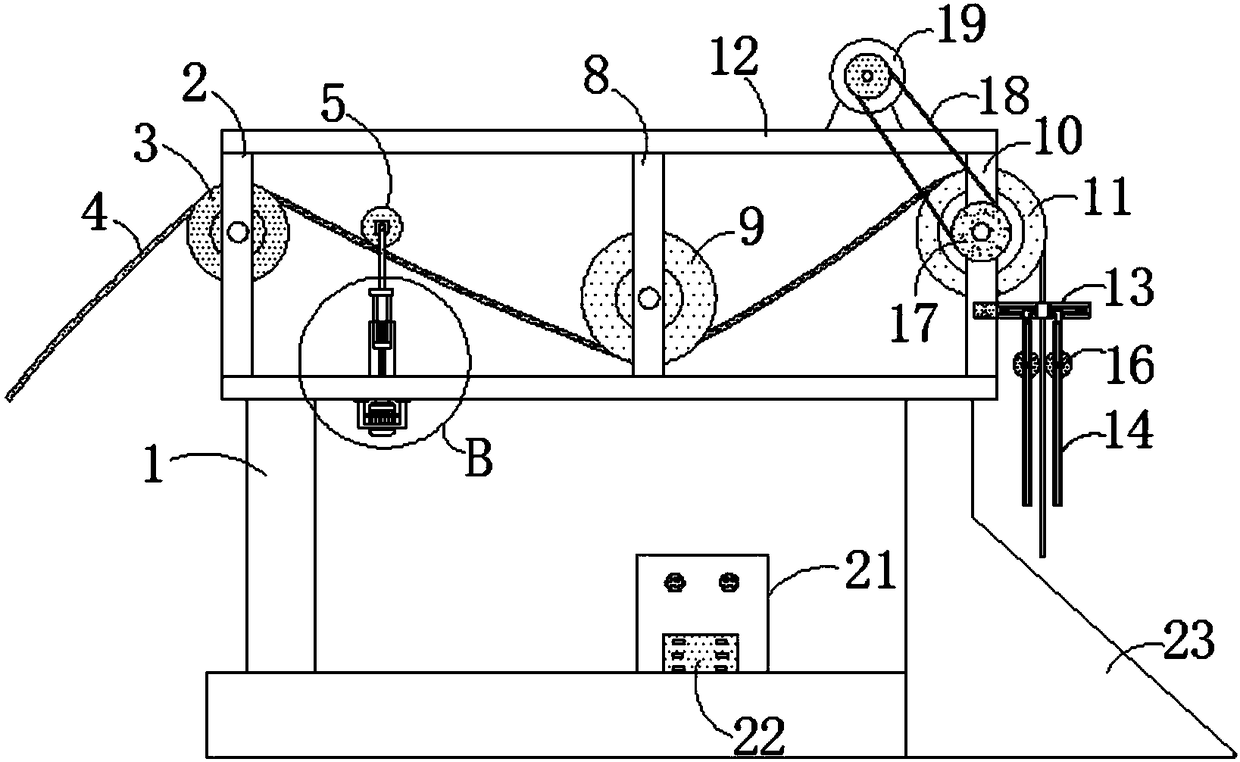 Cloth discharging mechanism of desizing machine for chemical fabric production