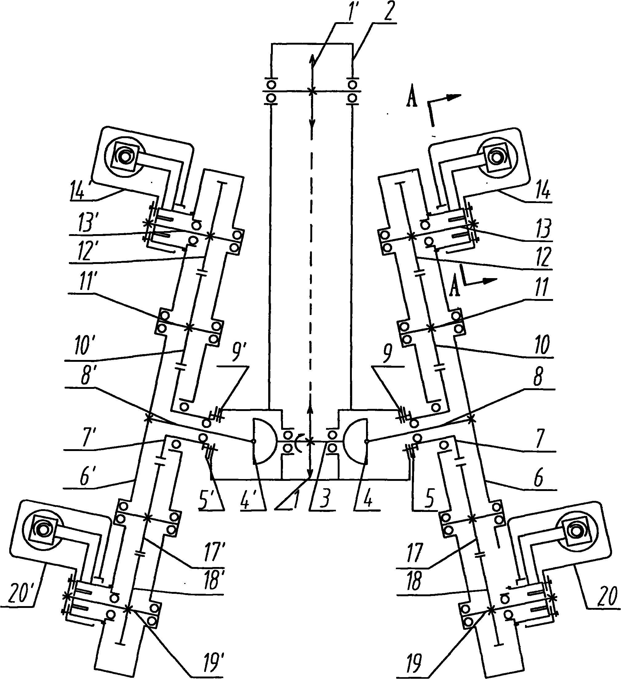 Universal joint-driven inclined wide-and-narrow separating-planting mechanism of rice transplanter