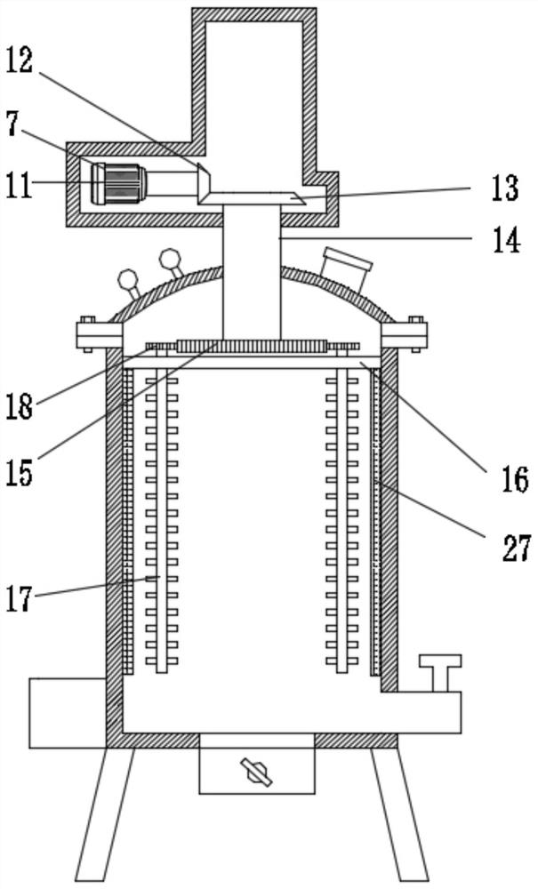 Mixing device for plastic woven bag production