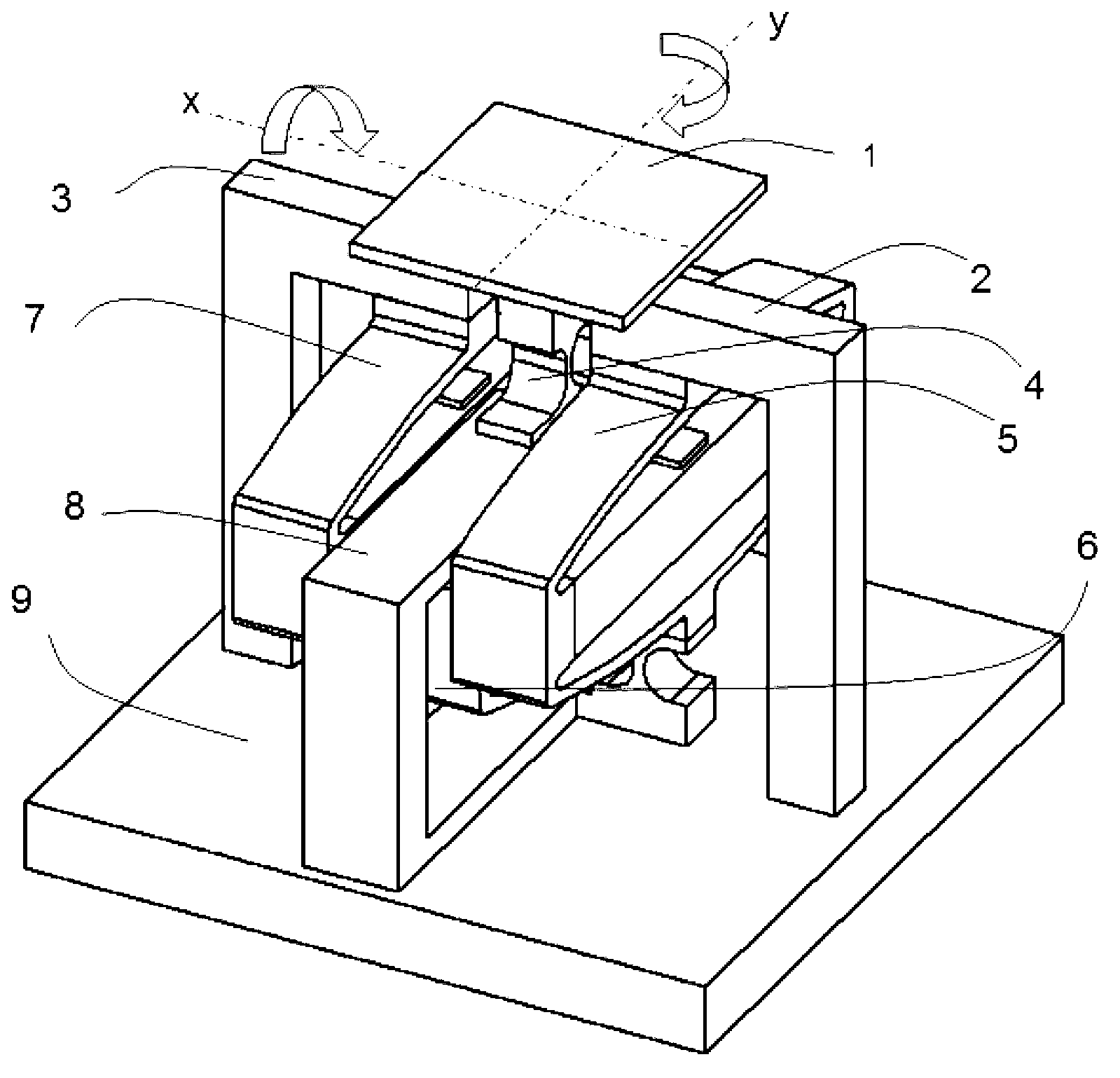 Two-dimensional quick control reflecting mirror