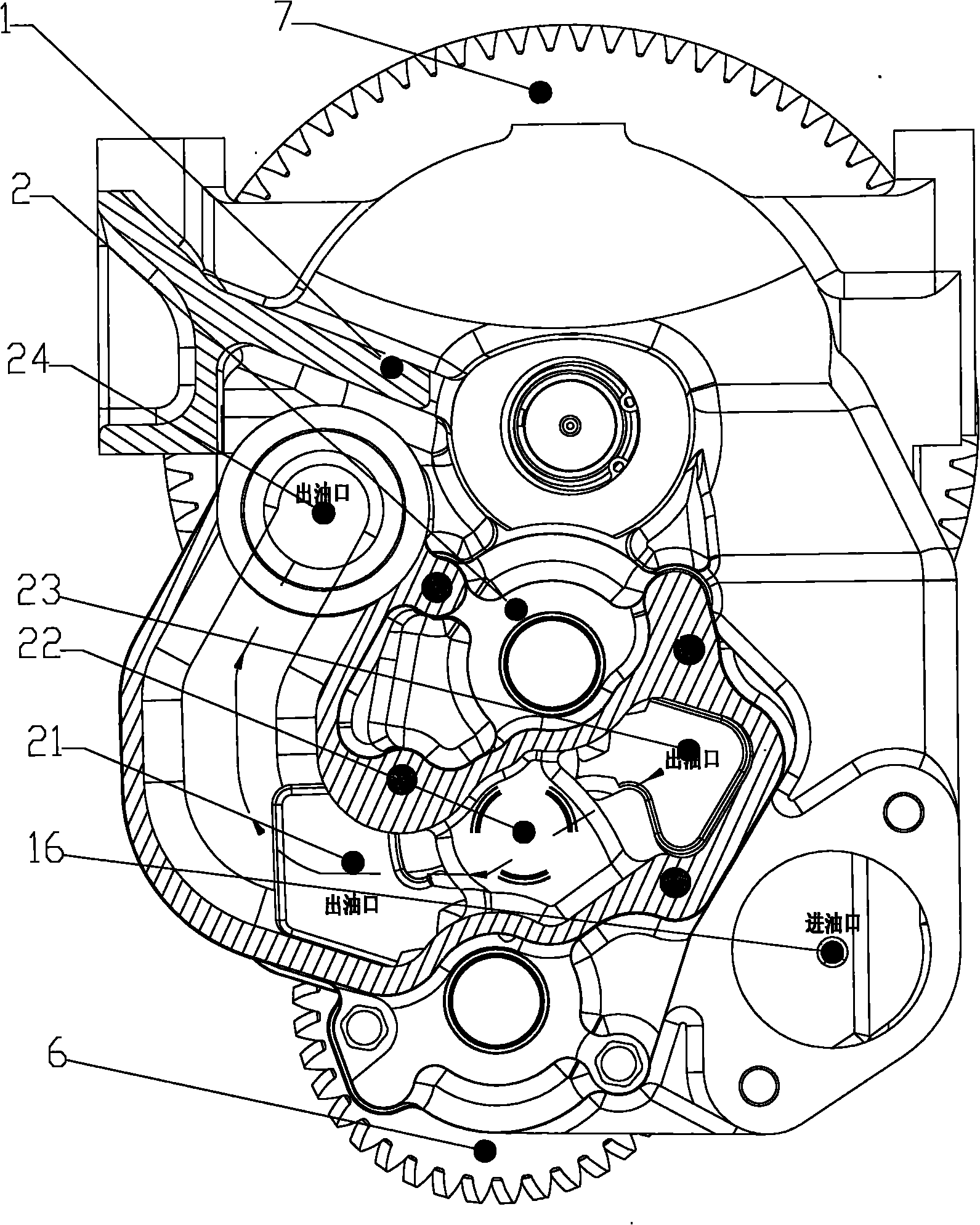 Three-helical gear oil pump