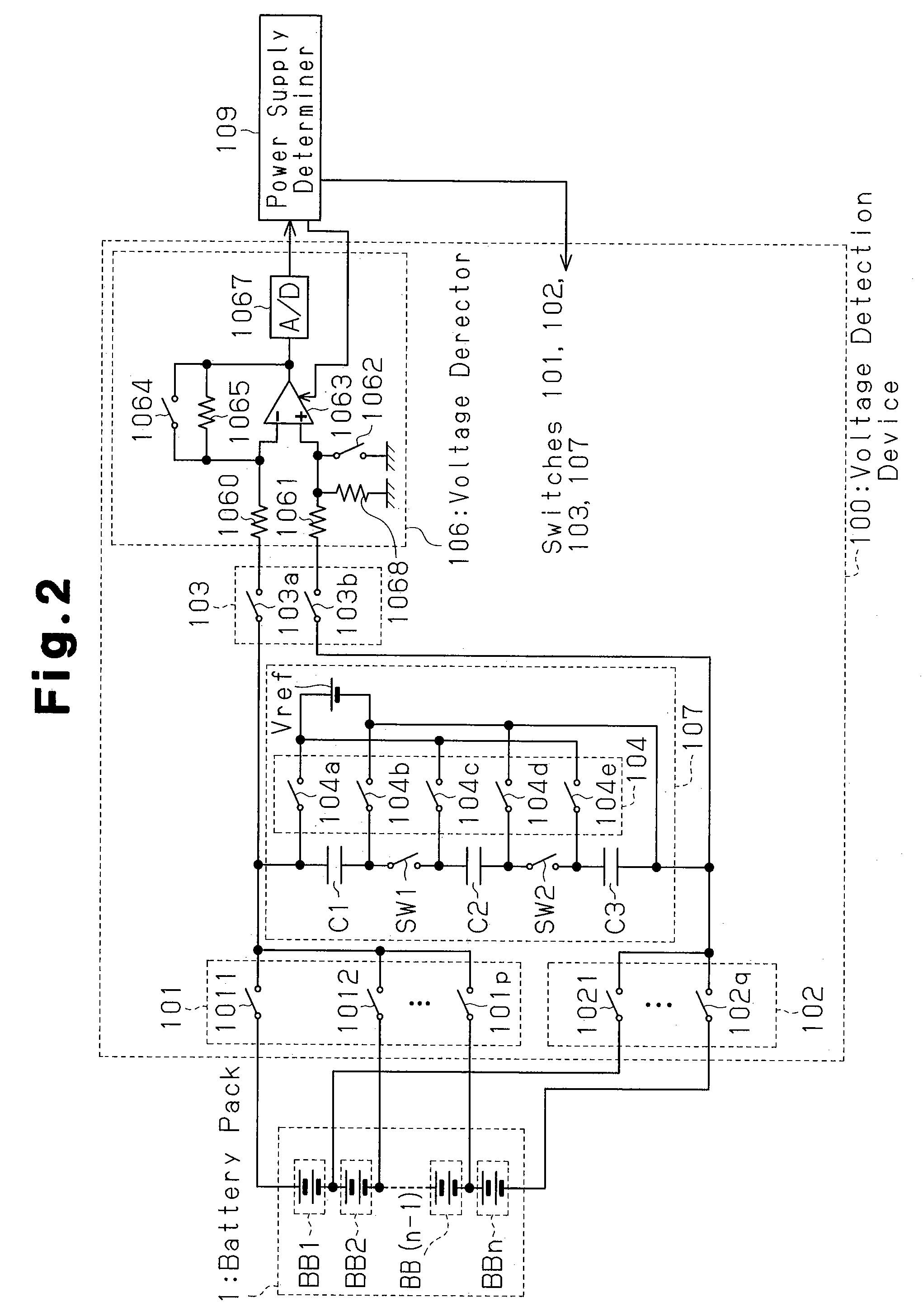 Voltage detection device and electric vehicle including voltage detection device