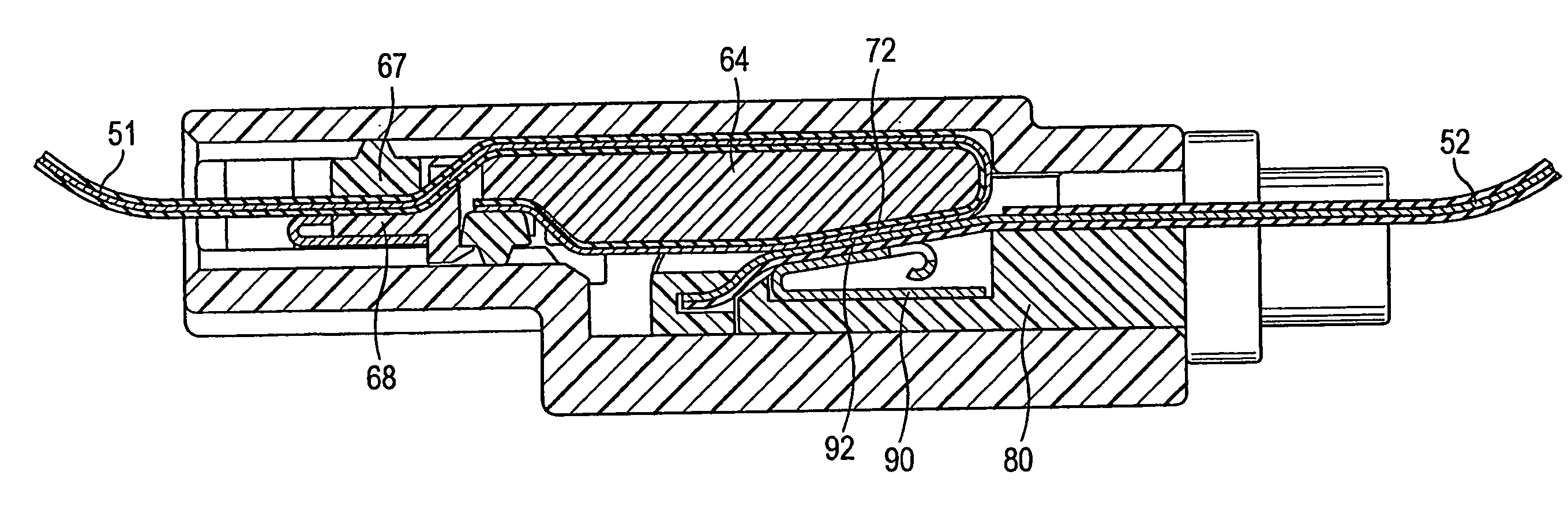 Plug-in connector for connecting two flat strip conductors and associated plug-in connector system