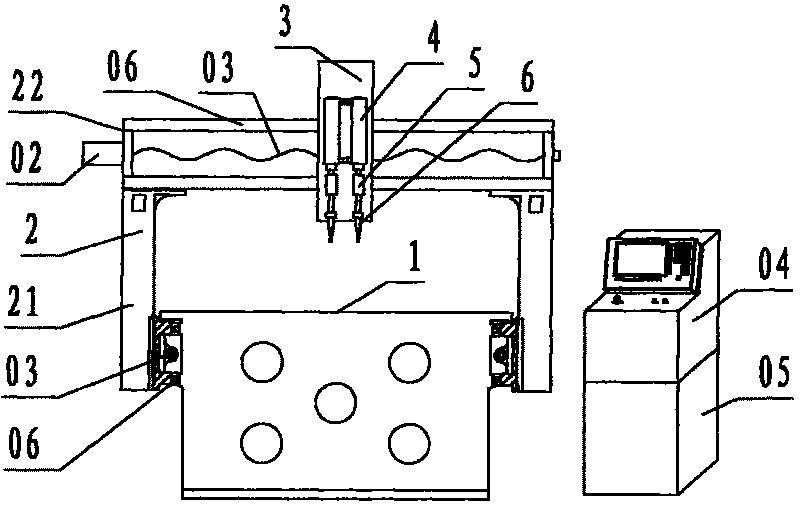 Portal frame movable type horizontal coordinate numerical control ultrasonic welding machine