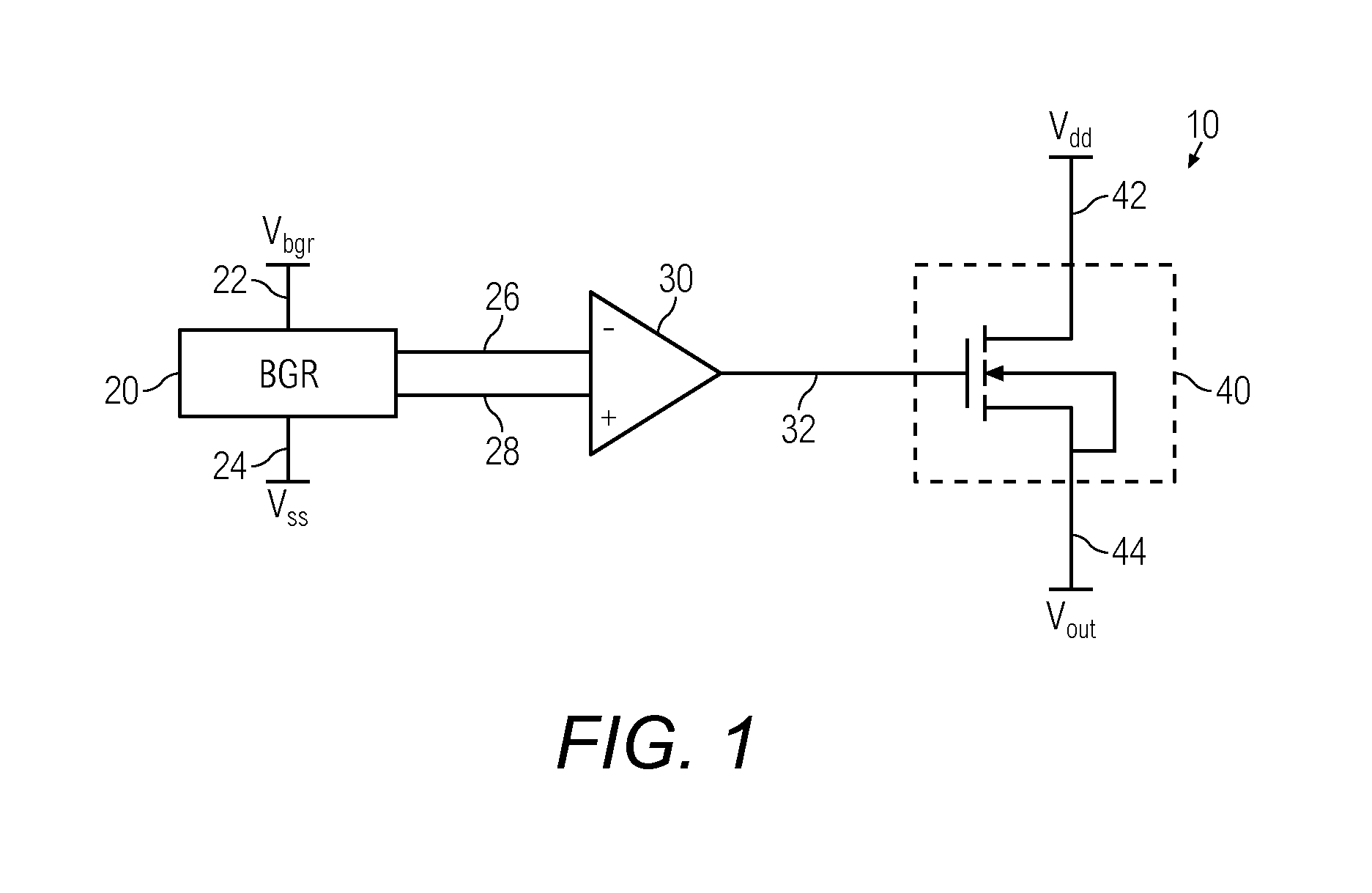 Bandgap reference circuit and regulator circuit with common amplifier