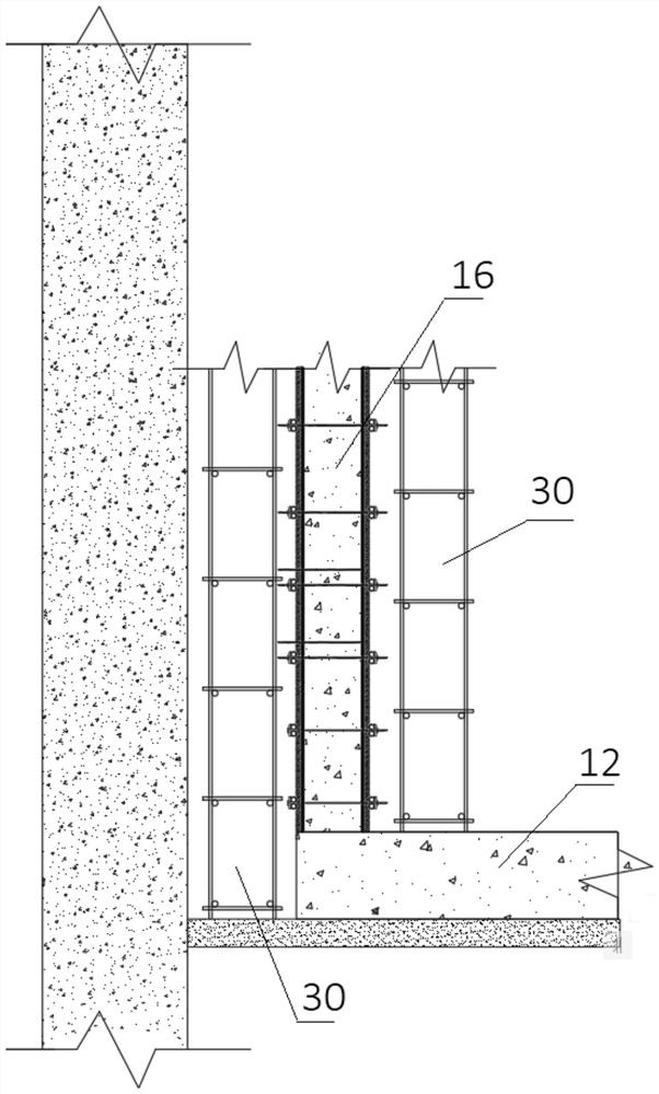 Deep foundation pit outer wall integrated structure and construction method
