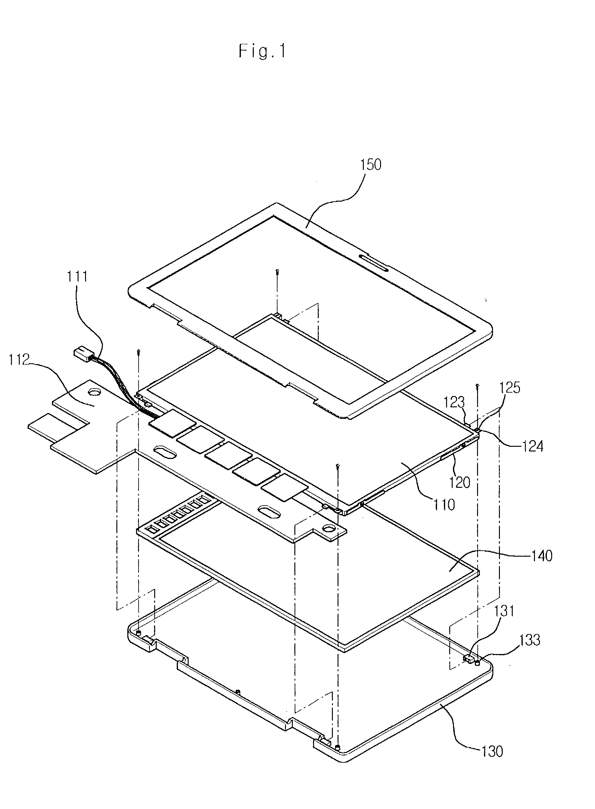 Structure for mounting flat display module and method thereof