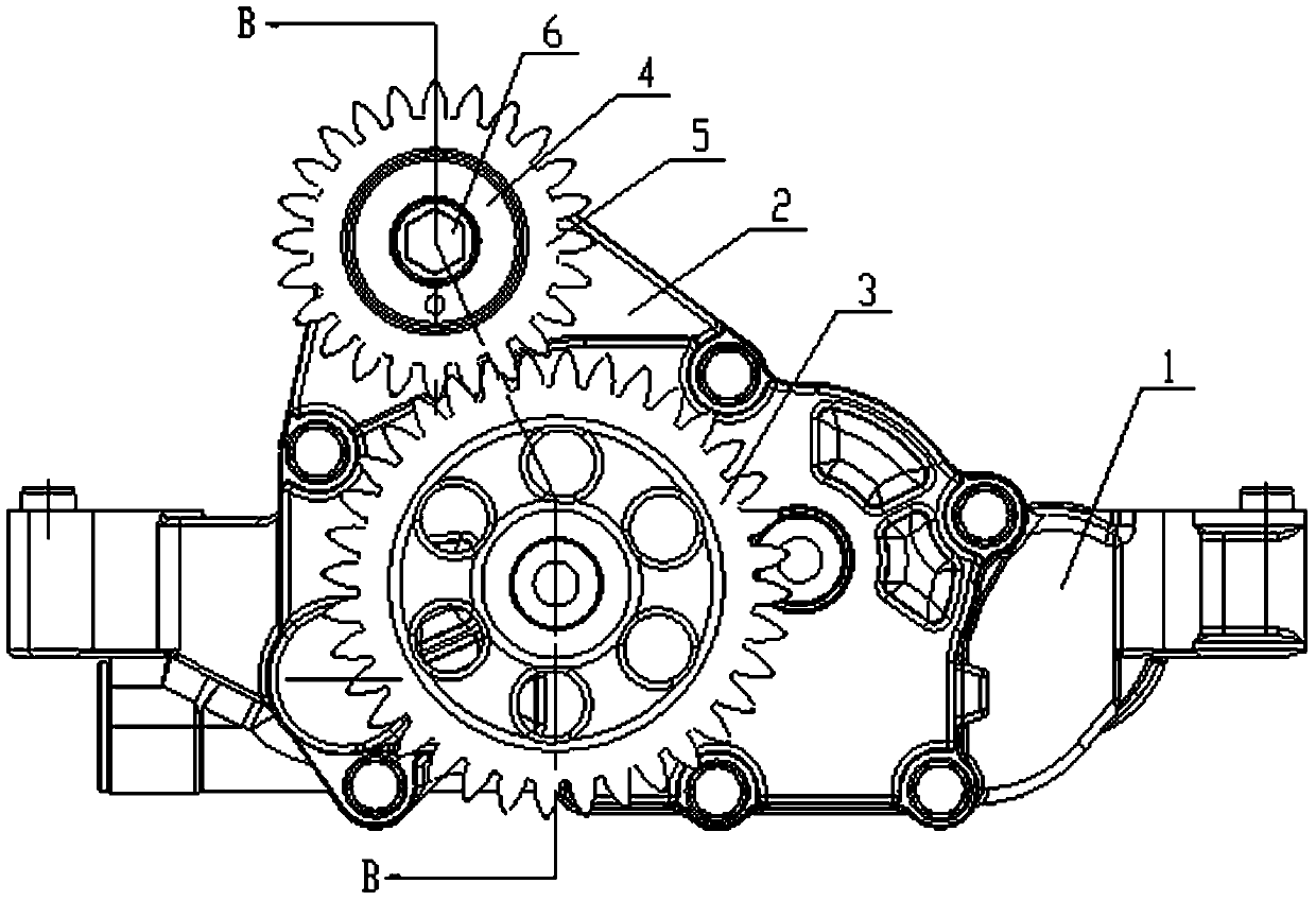 Structure-optimized machine oil pump with idle gear