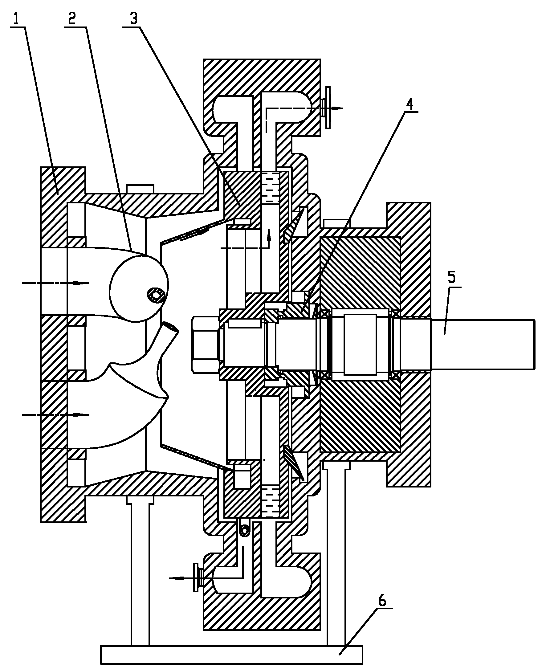 Gas-vane type gas-liquid rotating turbine separating device
