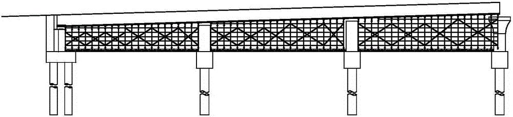 A support structure that can realize cast-in-place support structure with less support for concrete box girder of elevated approach bridge without platform