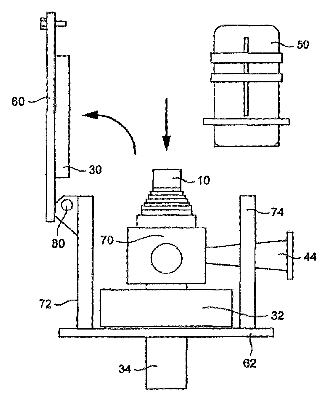 Pivotable magnetic assembly for allowing insertion or removal of a linear beam tube