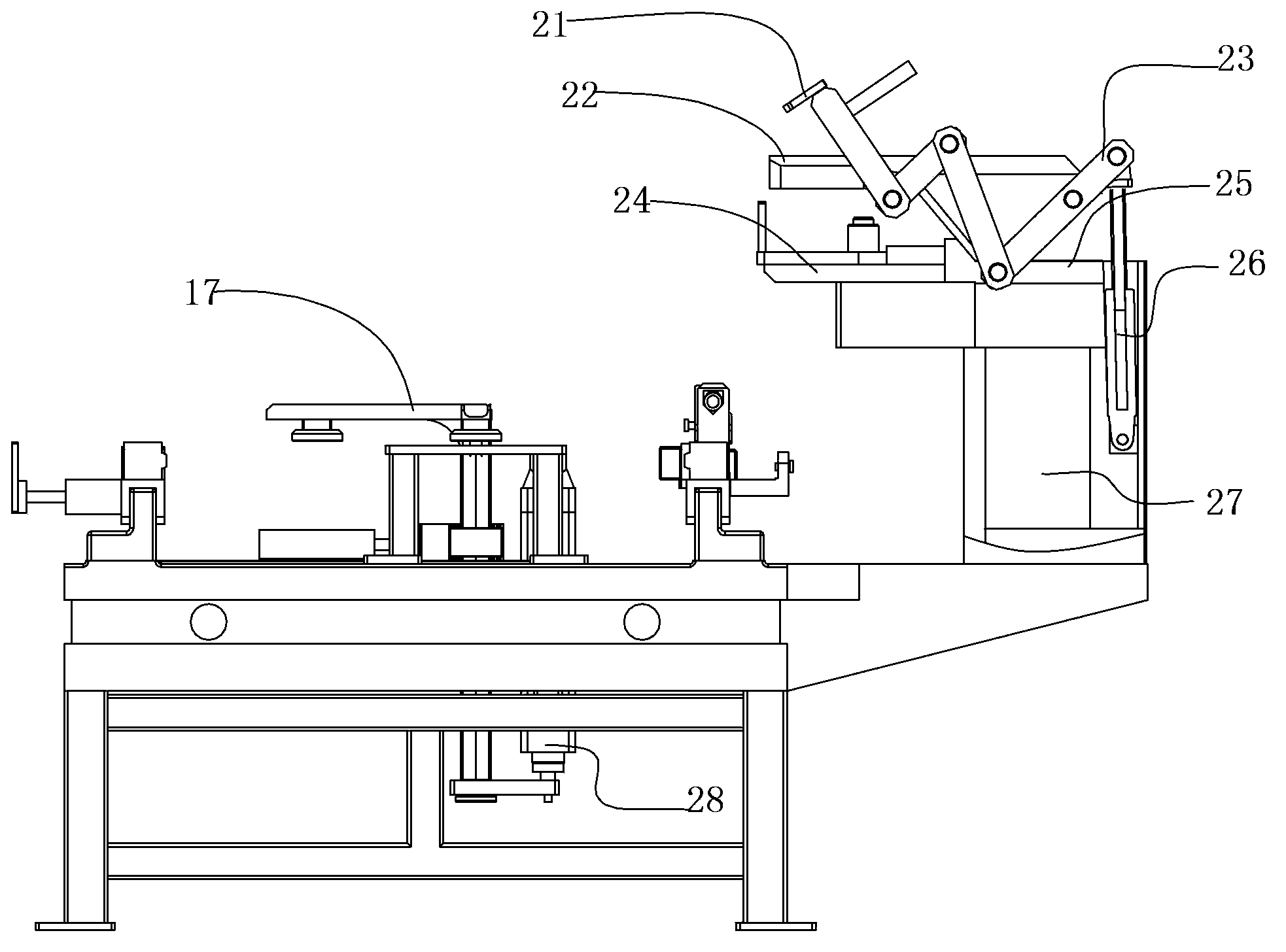 Manual tray carriage welding device