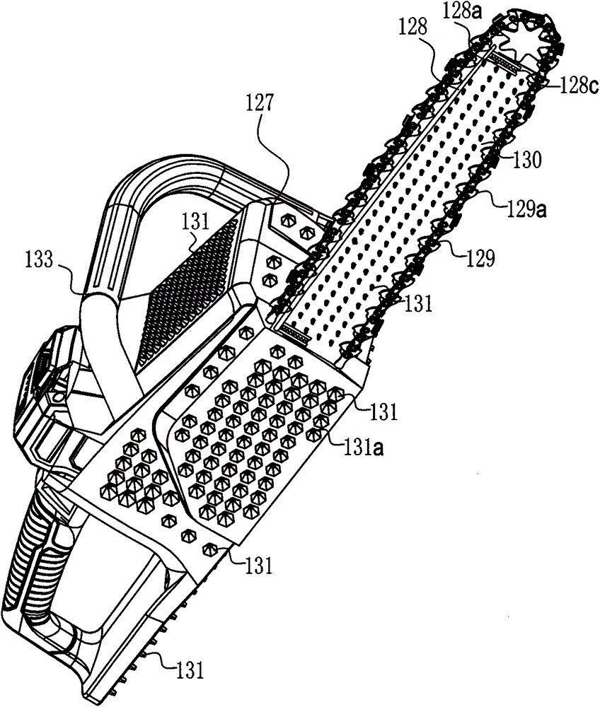 Lithium-ion chain saw containing cubic parabola for reducing impact
