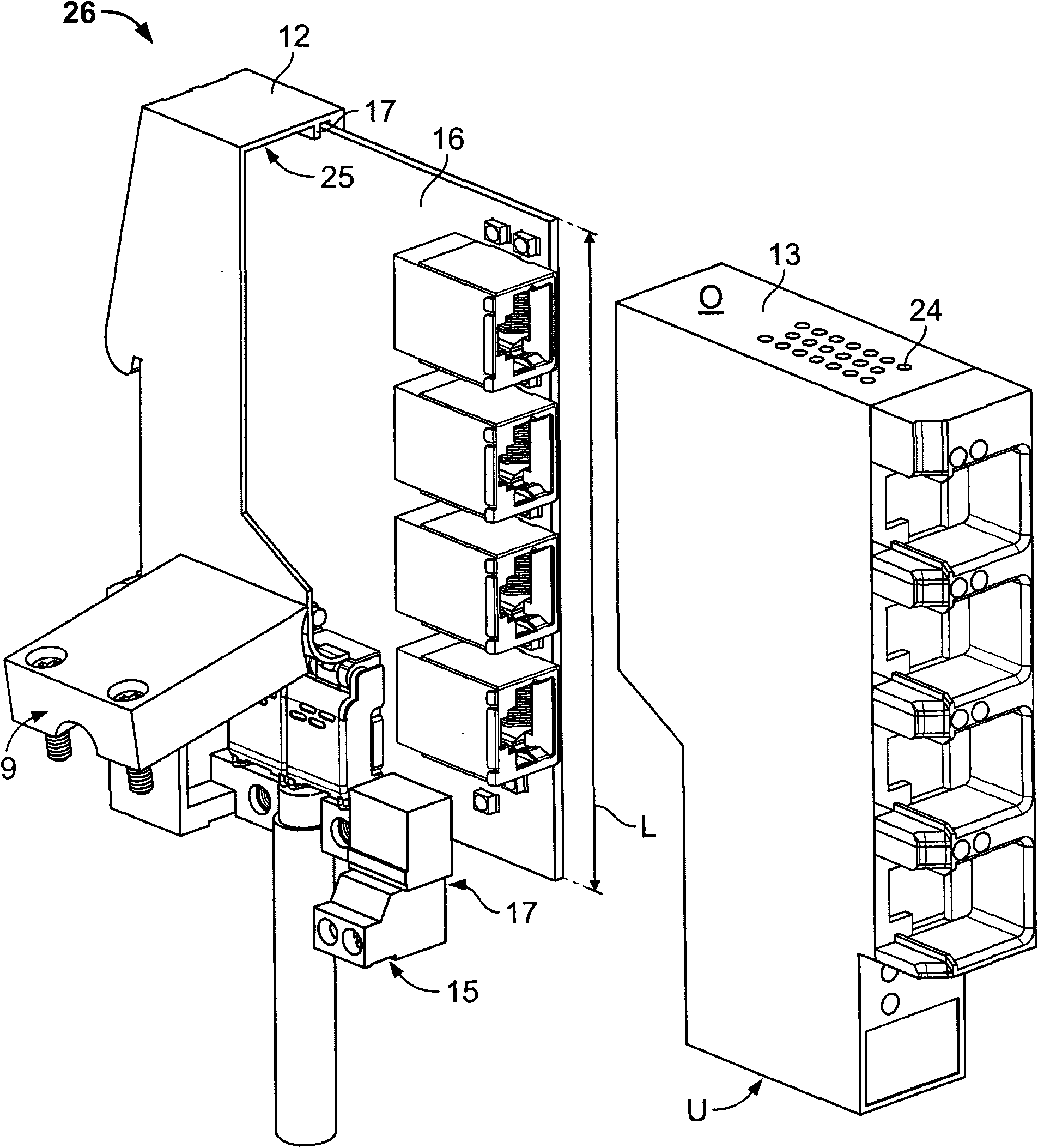 Rail-based modular device system for industrial information network technology