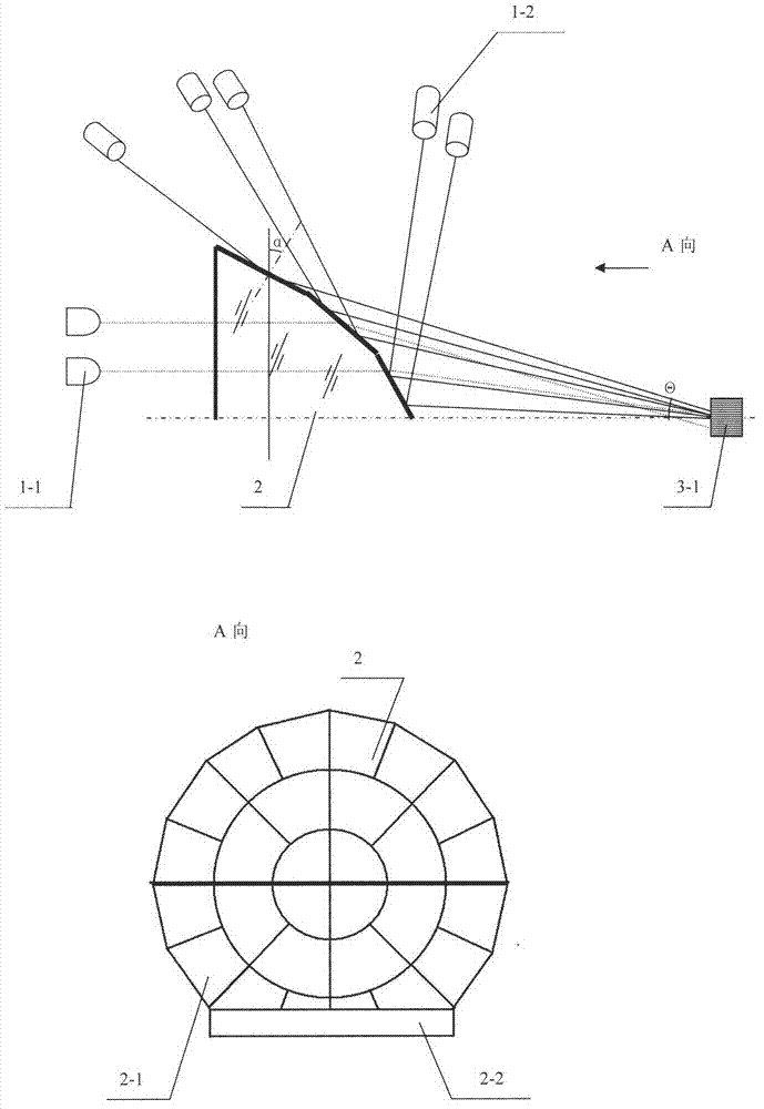 Beam combining, irradiating and receiving system of lasers