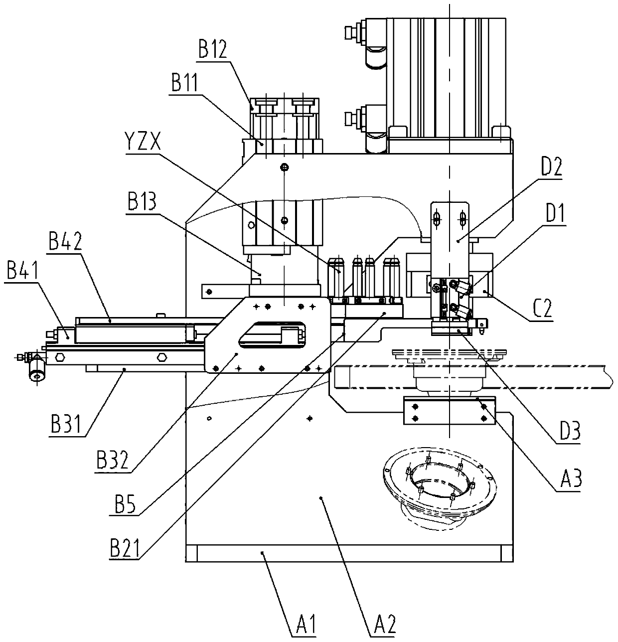 Pin press-fitting machine for assembling automobile air conditioner compressor base and application method of pin press-fitting machine