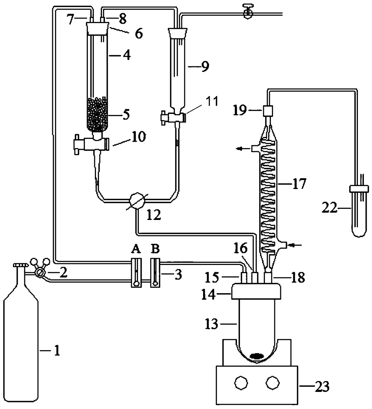 An experimental device for continuously extracting various forms of sulfur in sediment samples