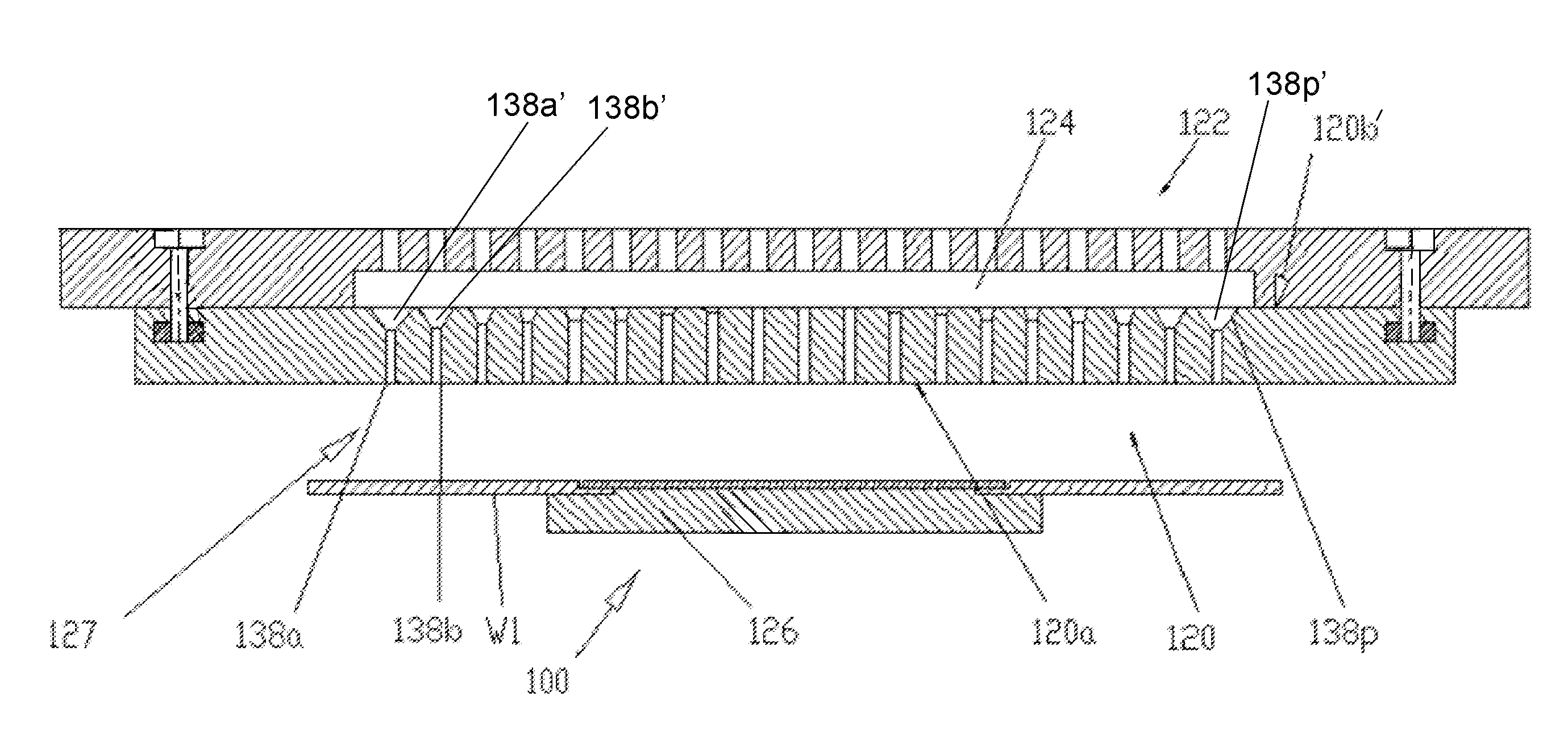 Showerhead-cooler system of a semiconductor-processing chamber for semiconductor wafers of large area