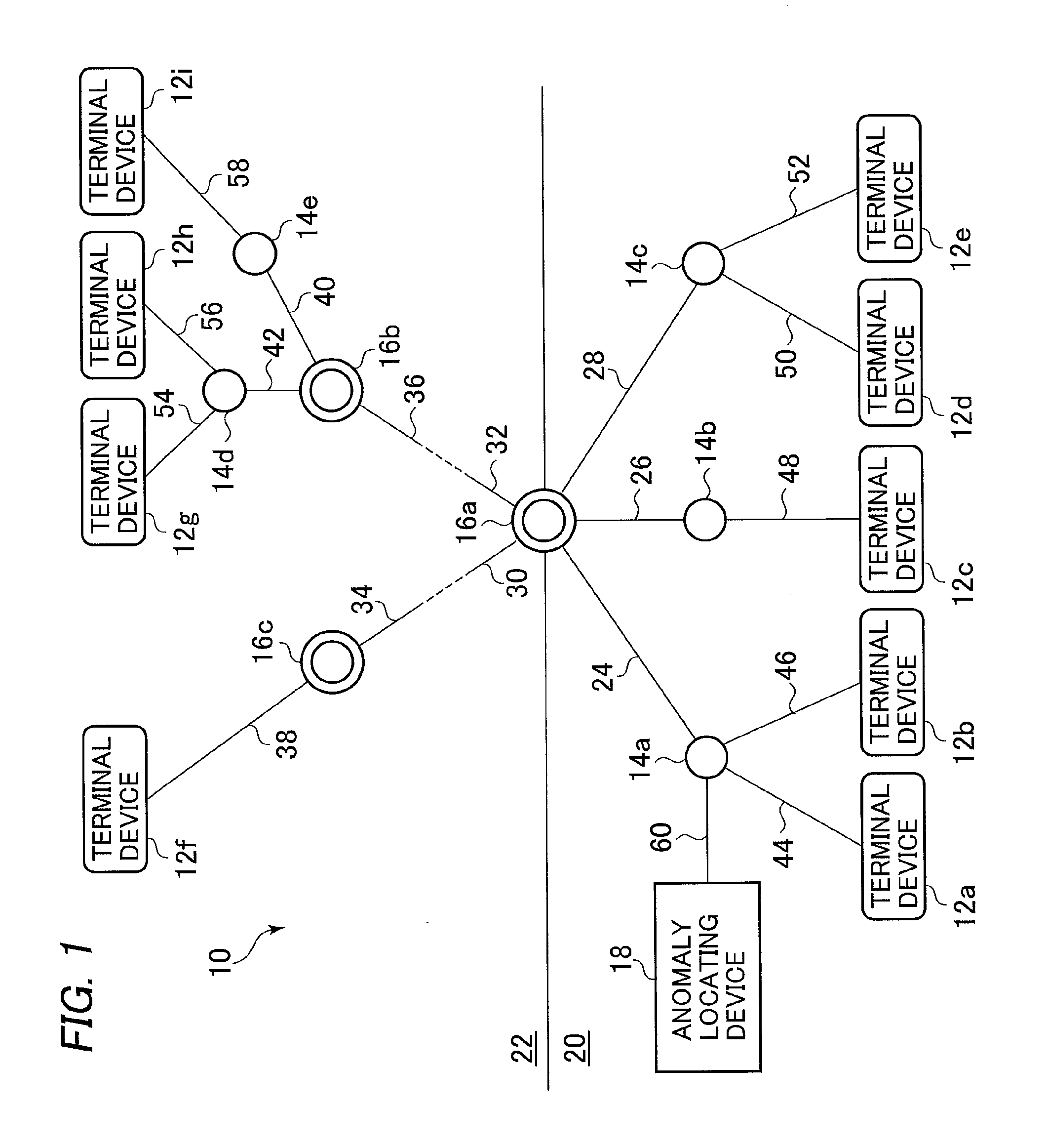 Device and method for identifying the location of anomaly link with link candidates refined by means of the number of overlapping abnormal flows