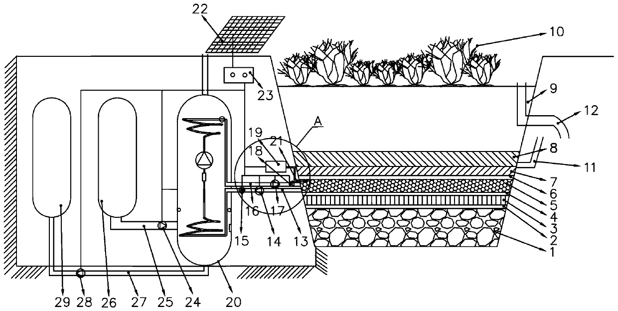 Biological retention system for efficiently degrading nitrate nitrogen