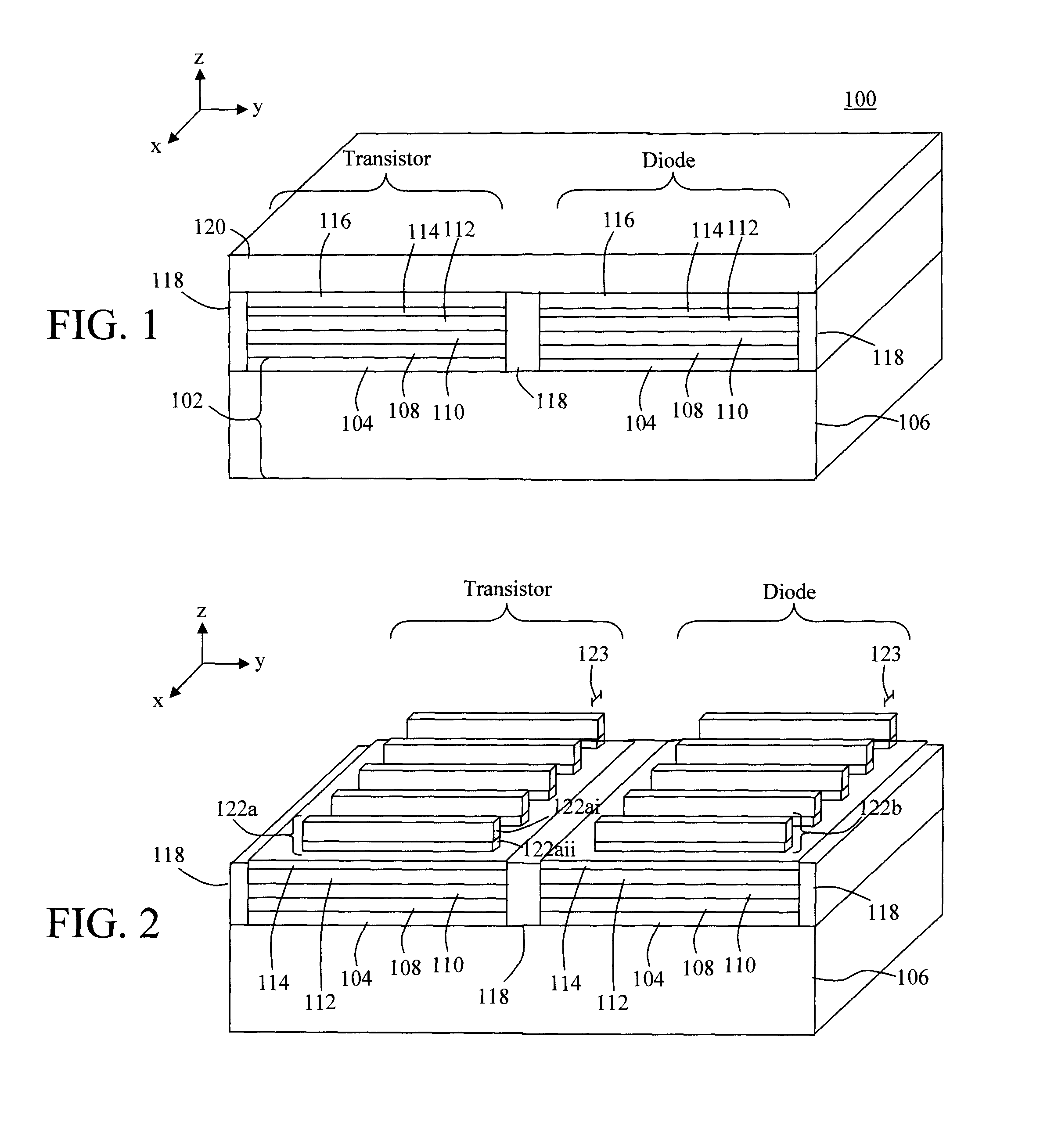 Diode structure and method for wire-last nanomesh technologies