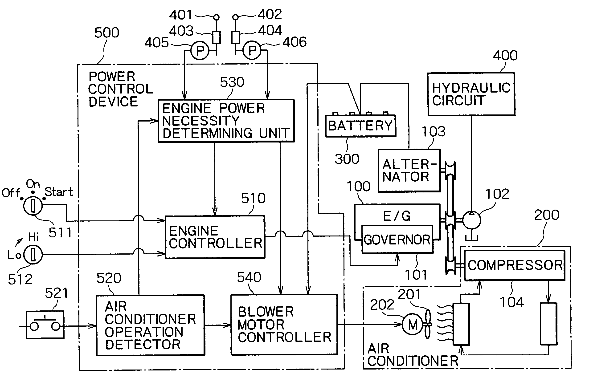 Power control device for construction machine