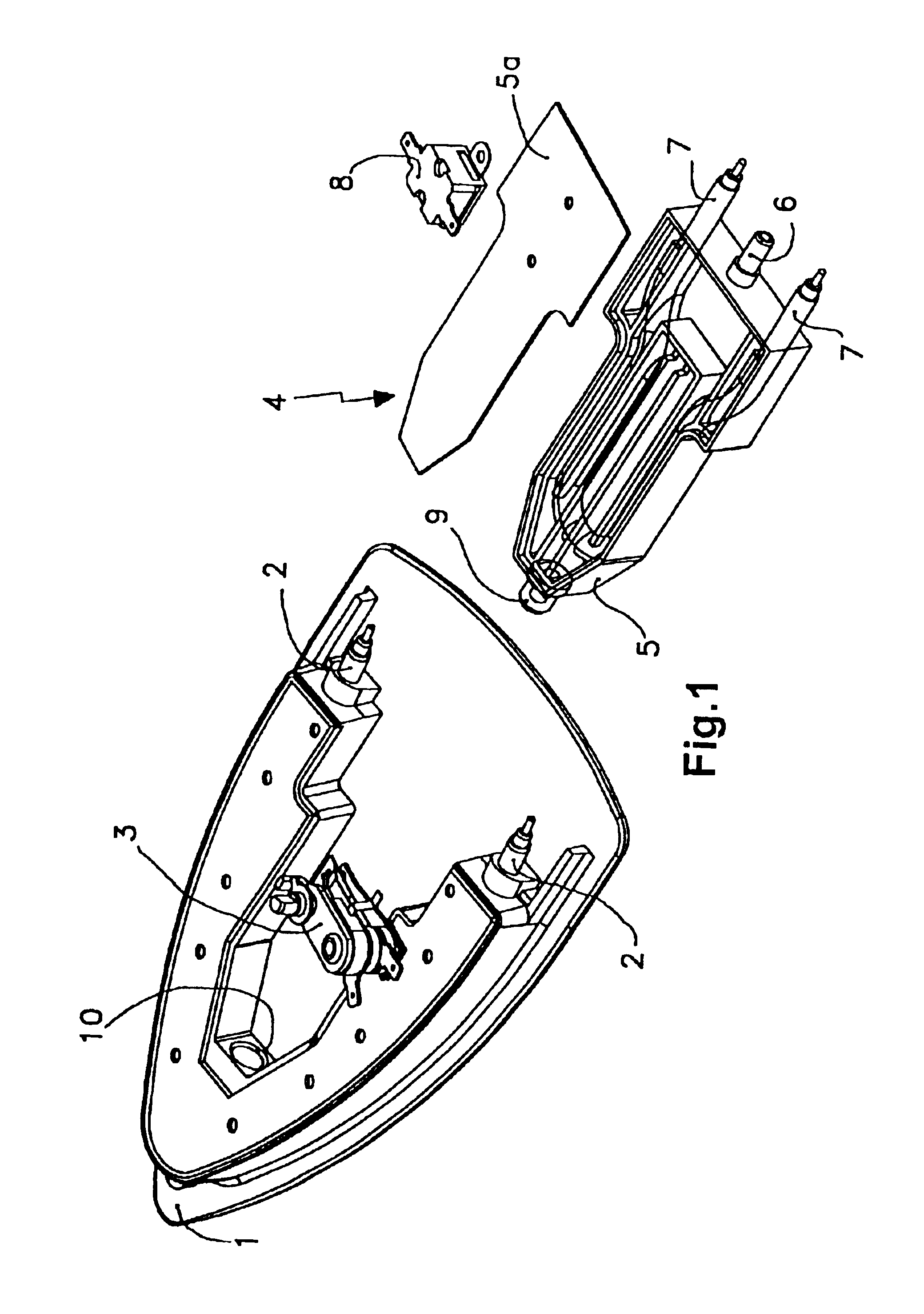 Domestic steam iron with autonomous steam assembly heated by separate heating element