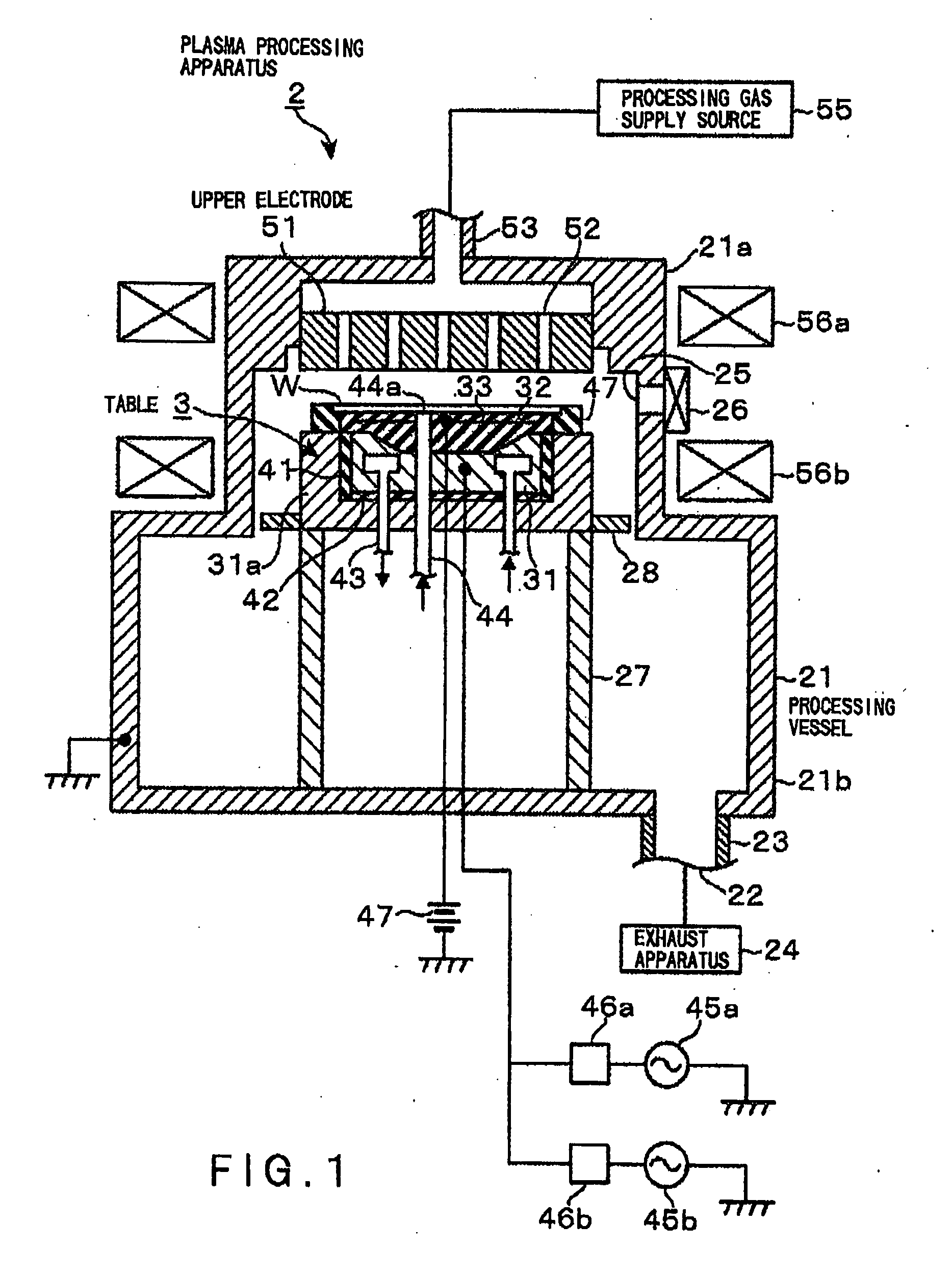 Table for plasma processing apparatus and plasma processing apparatus