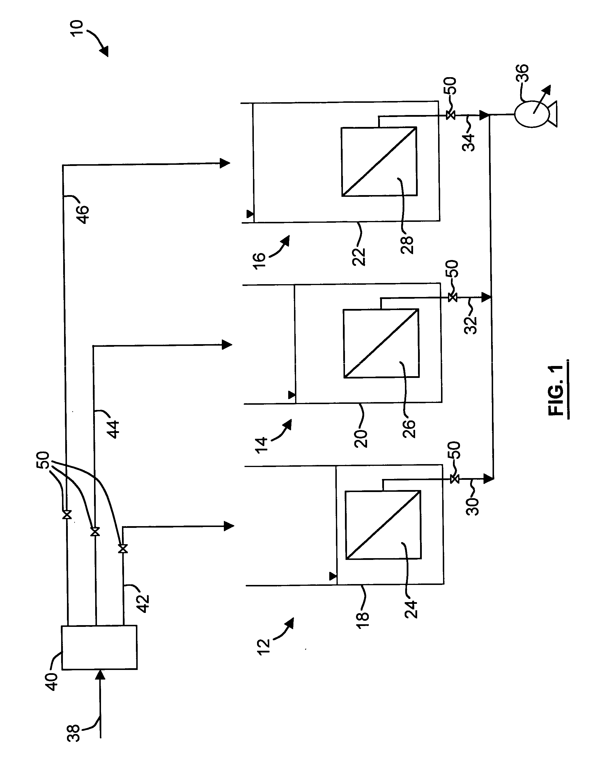 Water treatment system having upstream control of filtrate flowrate and method for operating same