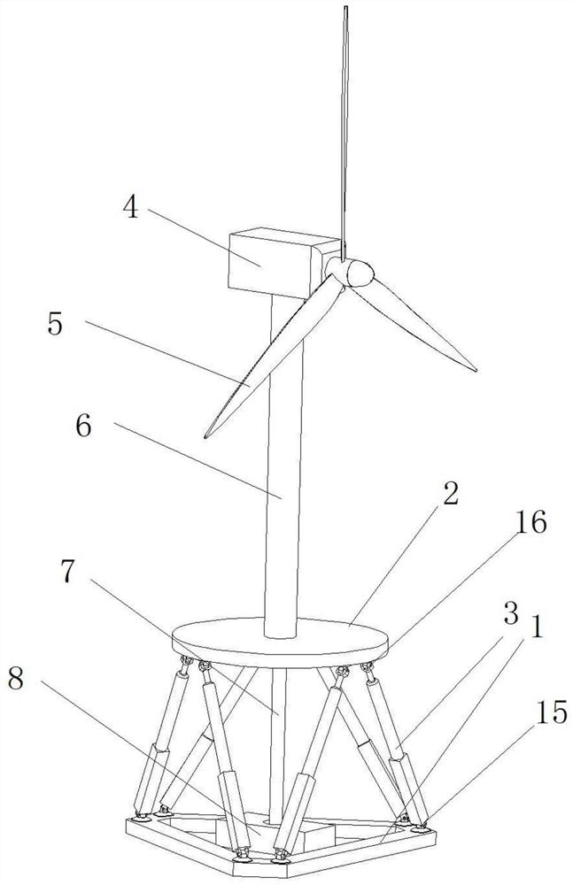 Test device suitable for floating fan active real-time hybrid model test