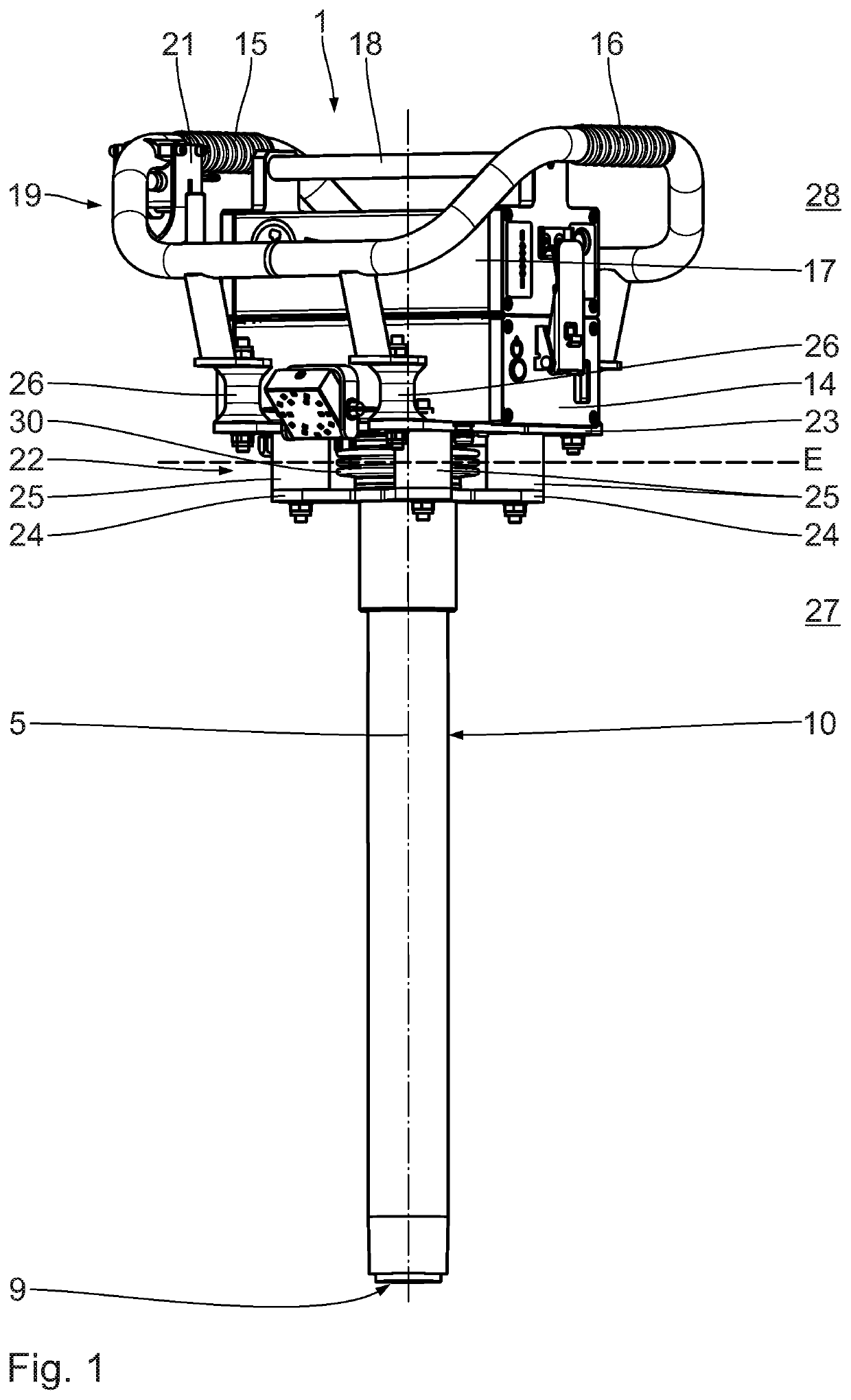 Nail punching machine for driving in or pulling out rail spikes of a rail track