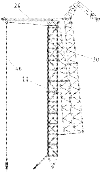 Folding jib structure and method for unfolding and folding the same